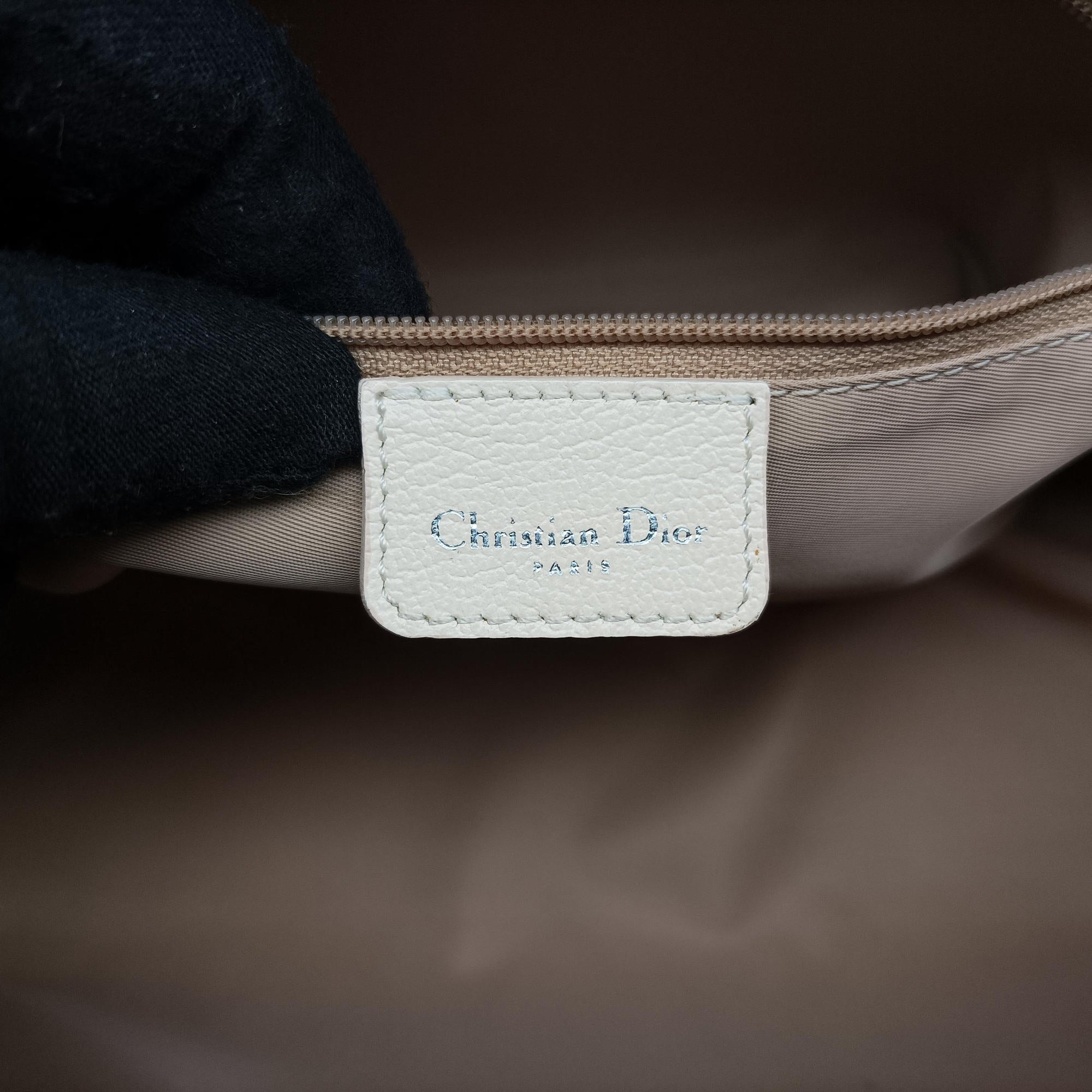 Pre-owned Christian Dior Trotter Boston Beige PVC Coated Canvas Floral Embroidery  handbag | stylenewstar