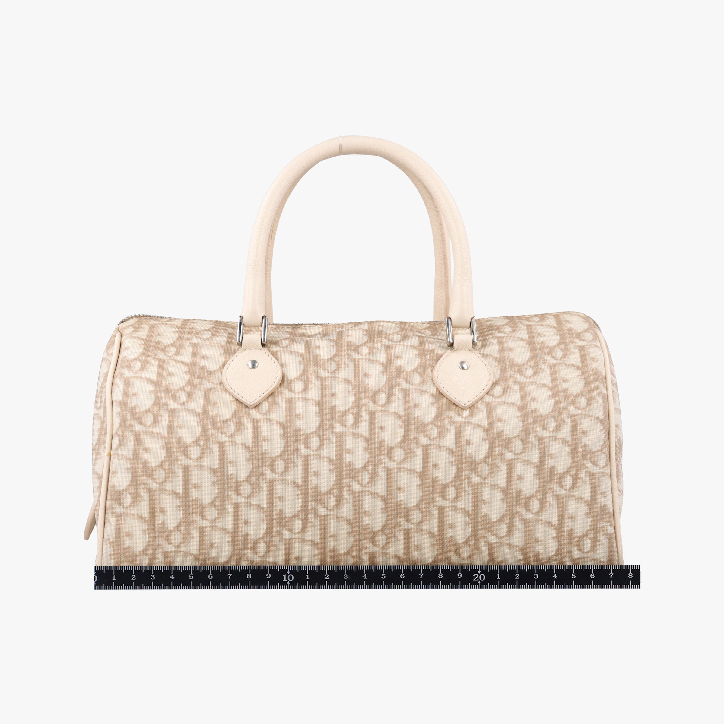Pre-owned Christian Dior Trotter Boston Beige PVC Coated Canvas Floral Embroidery  handbag | stylenewstar