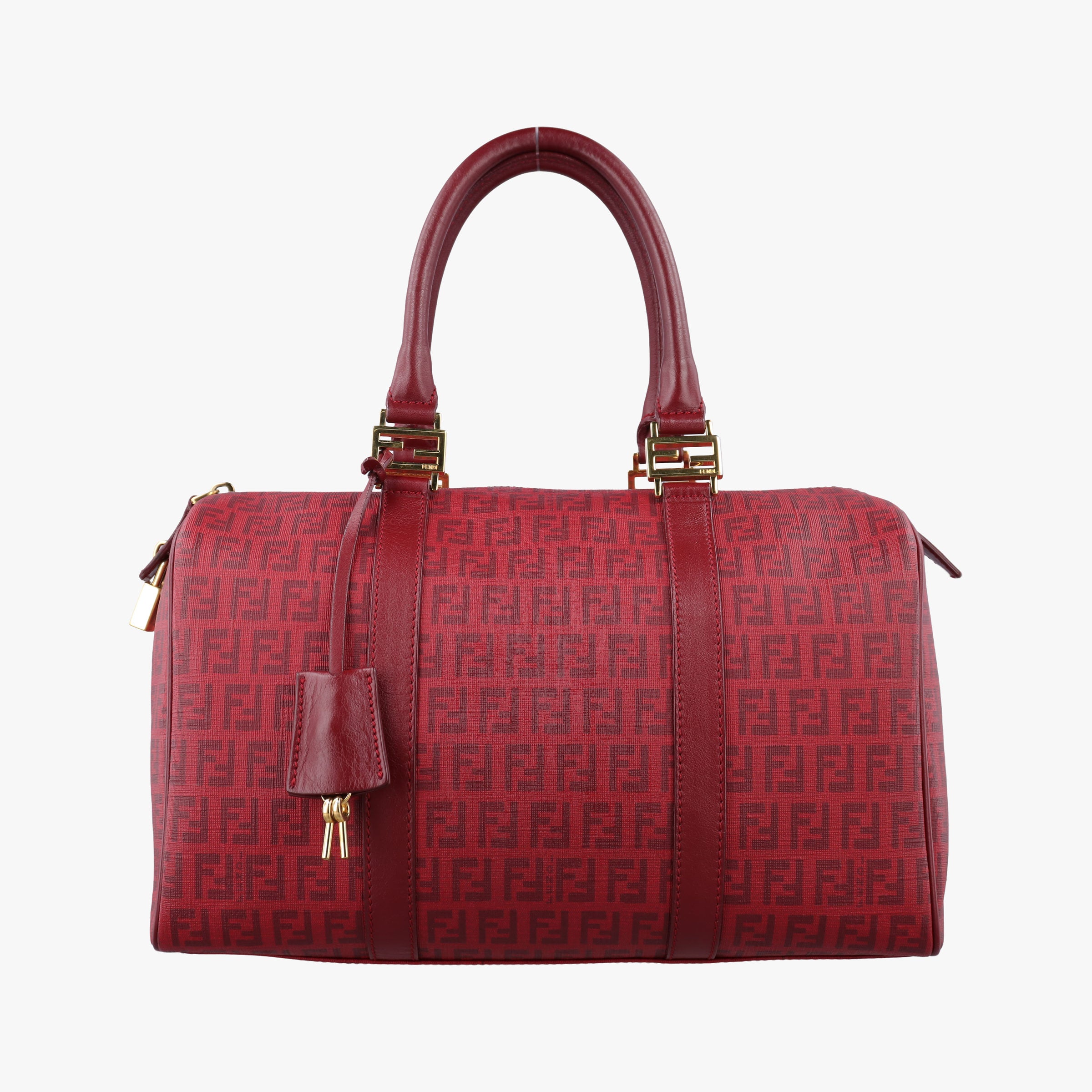 Pre-owned Fendi Zucchino Red PVC coated canvas 8BL098 handbag | stylenewstar
