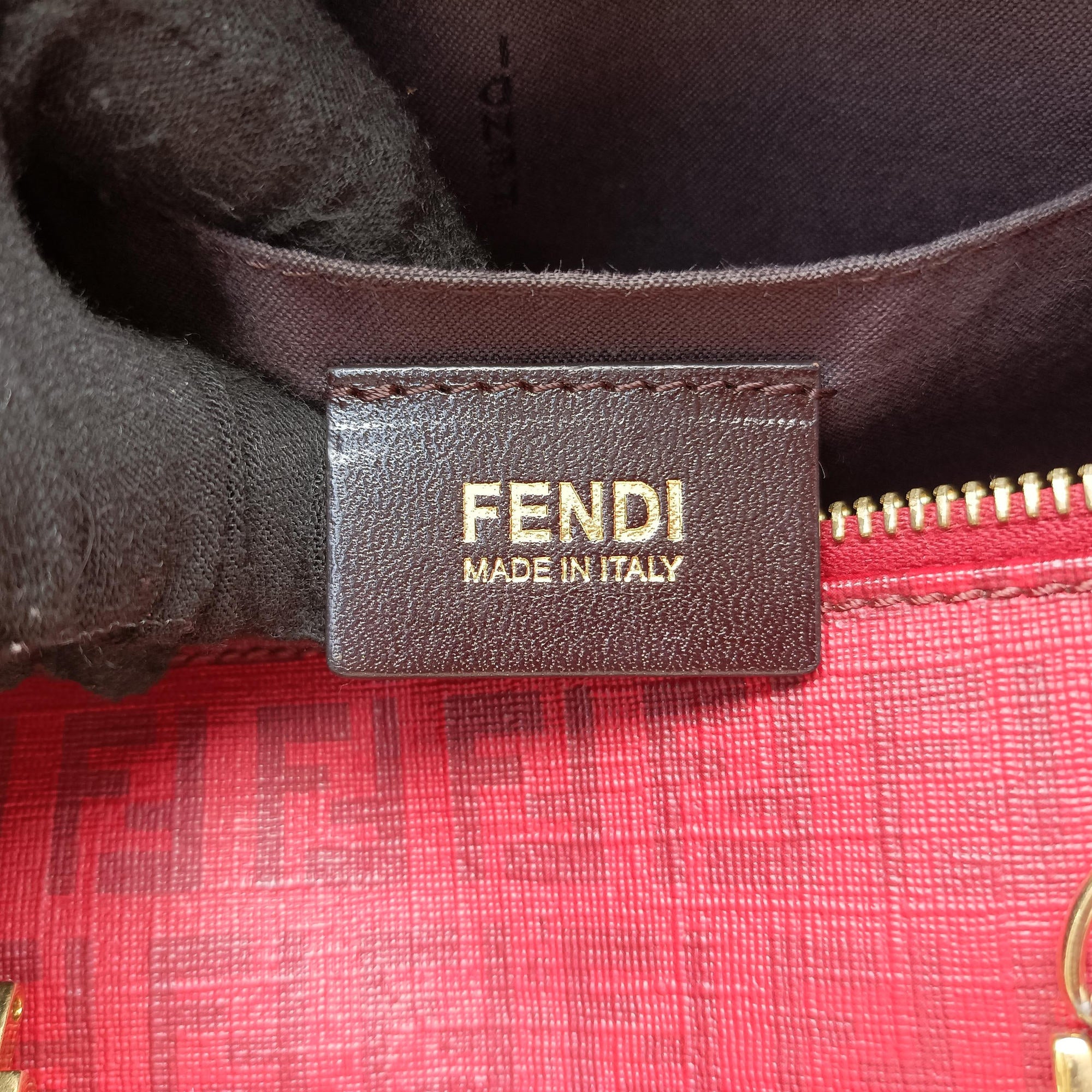Pre-owned Fendi Zucchino Red PVC coated canvas 8BL098 handbag | stylenewstar
