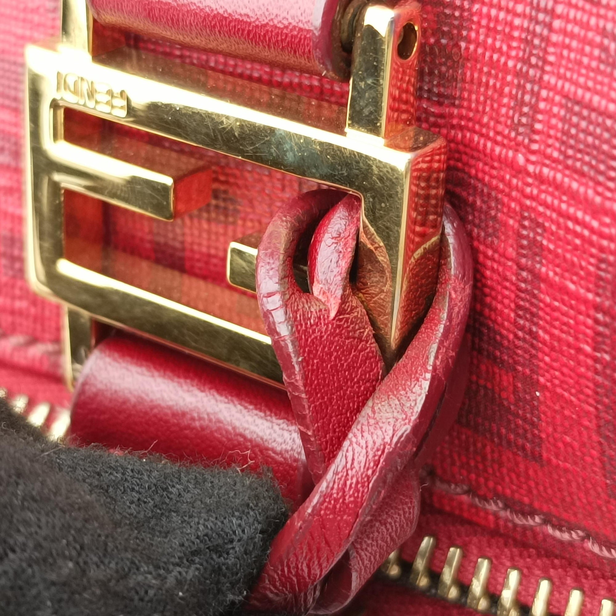 Pre-owned Fendi Zucchino Red PVC coated canvas 8BL098 handbag | stylenewstar