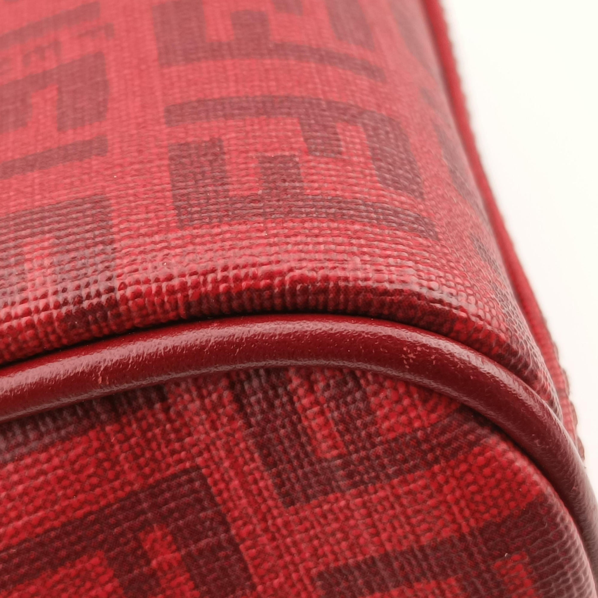 Pre-owned Fendi Zucchino Red PVC coated canvas 8BL098 handbag | stylenewstar