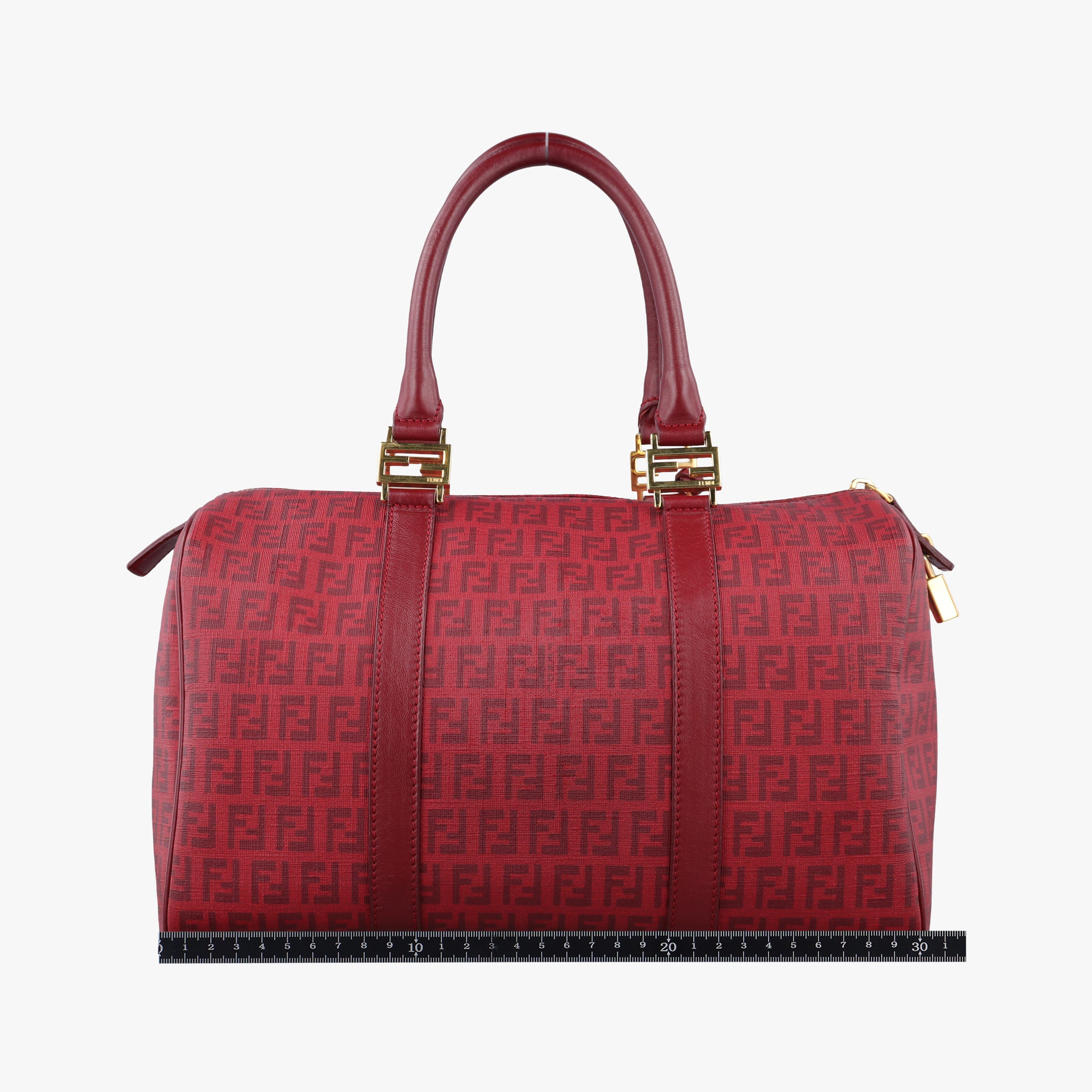 Pre-owned Fendi Zucchino Red PVC coated canvas 8BL098 handbag | stylenewstar