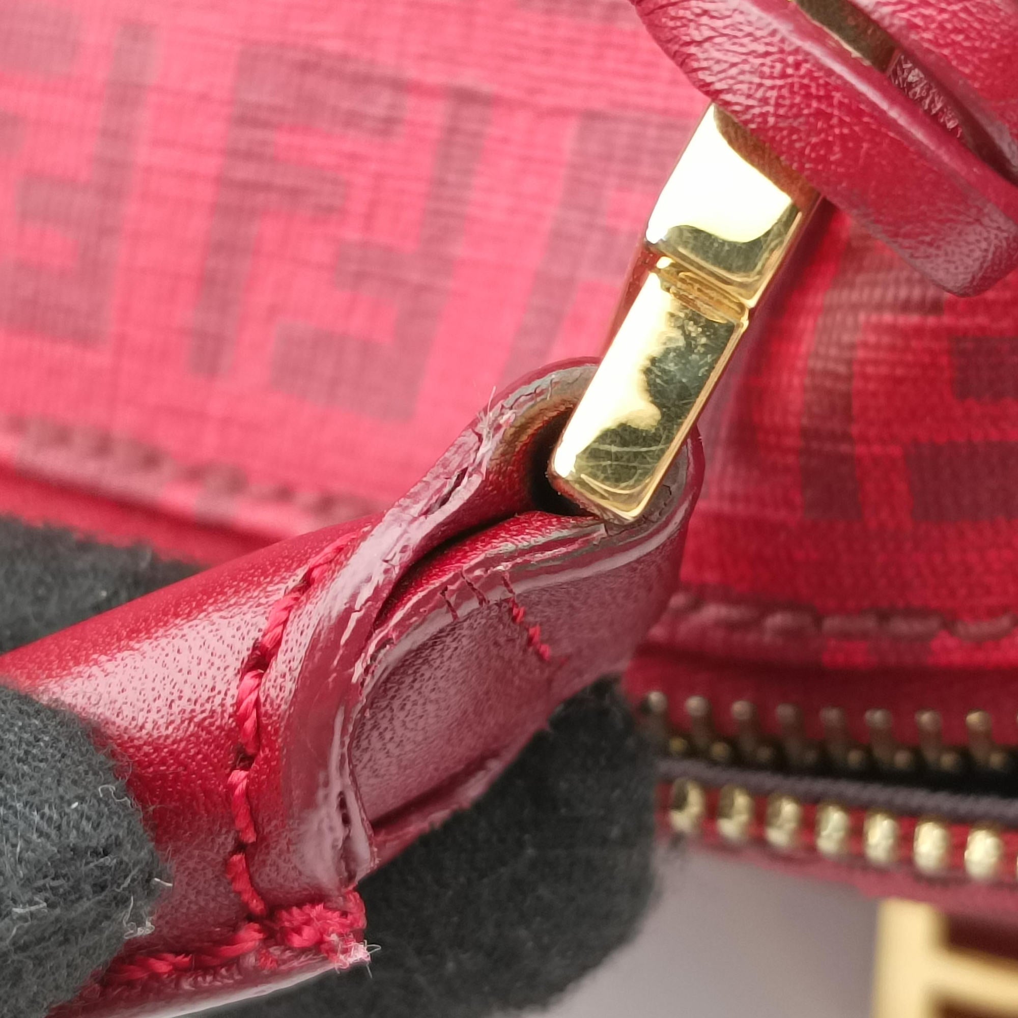 Pre-owned Fendi Zucchino Red PVC coated canvas 8BL098 handbag | stylenewstar