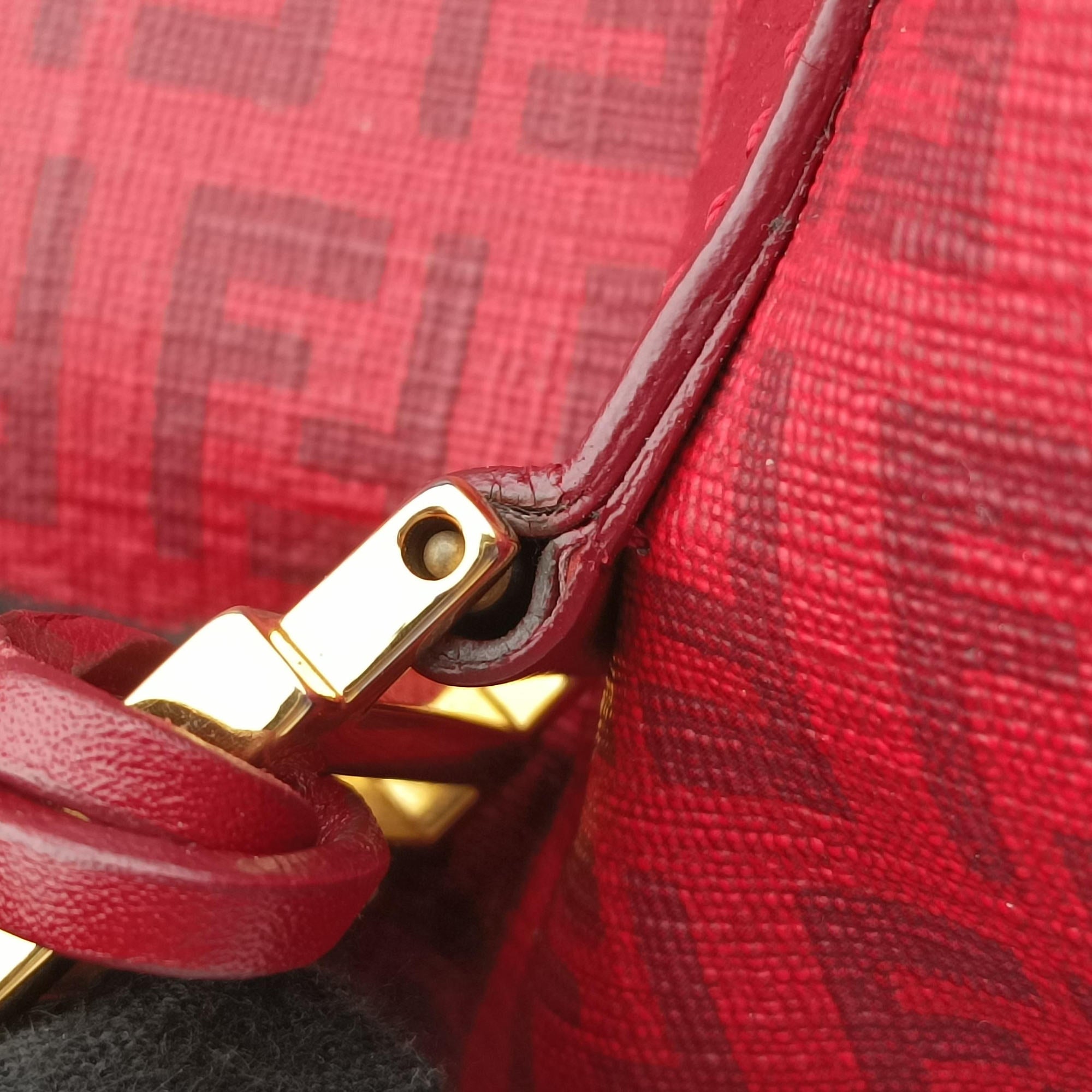 Pre-owned Fendi Zucchino Red PVC coated canvas 8BL098 handbag | stylenewstar