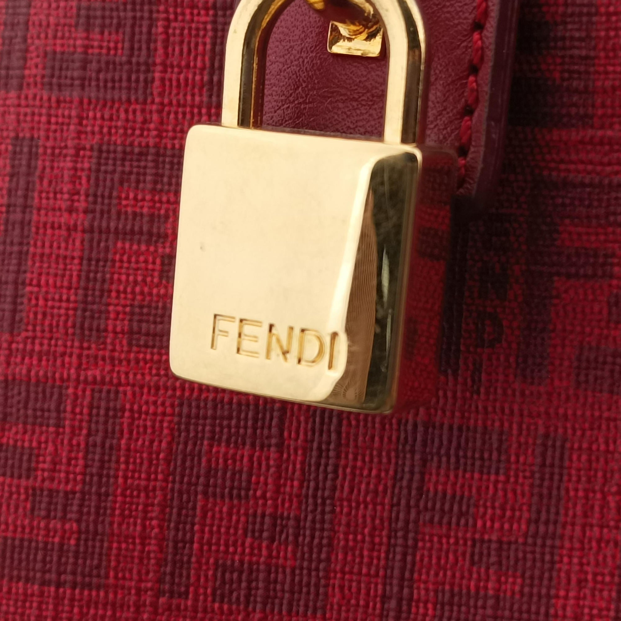 Pre-owned Fendi Zucchino Red PVC coated canvas 8BL098 handbag | stylenewstar