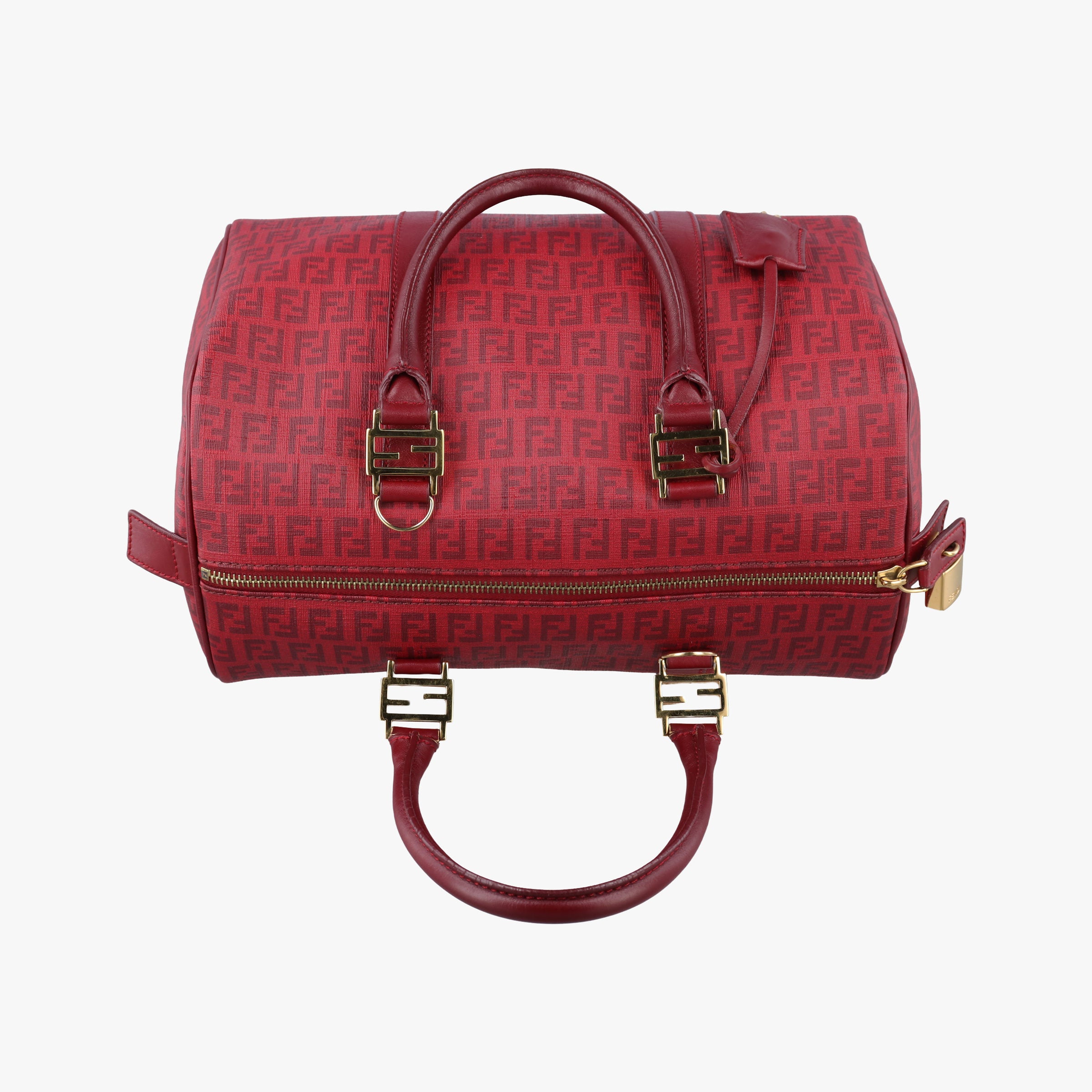 Pre-owned Fendi Zucchino Red PVC coated canvas 8BL098 handbag | stylenewstar