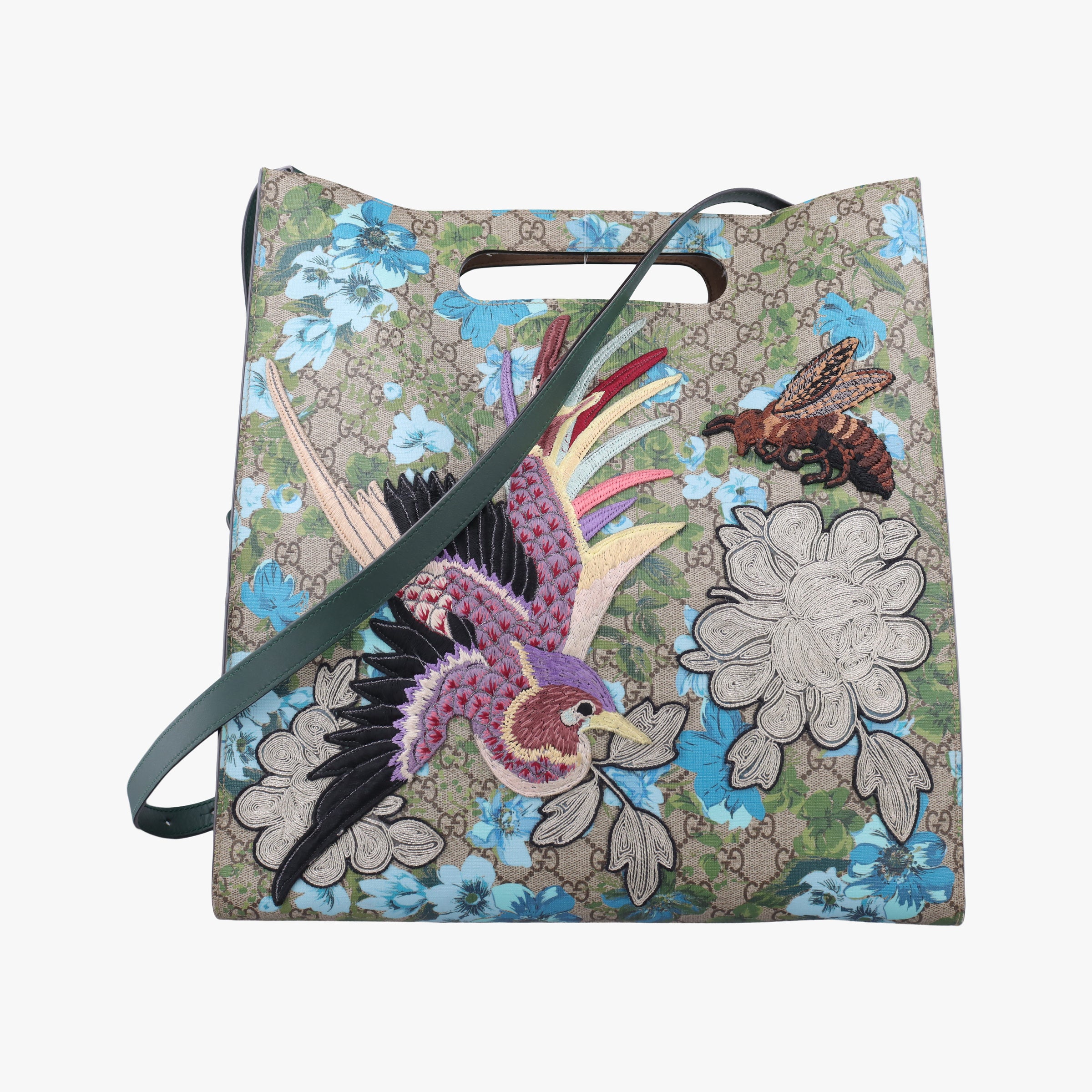 Secondhand Gucci GG Supreme Linea C Blooms GucciGhost Beige×Multicolour PVC coated canvas 414476 shoulderbag | stylenewstar