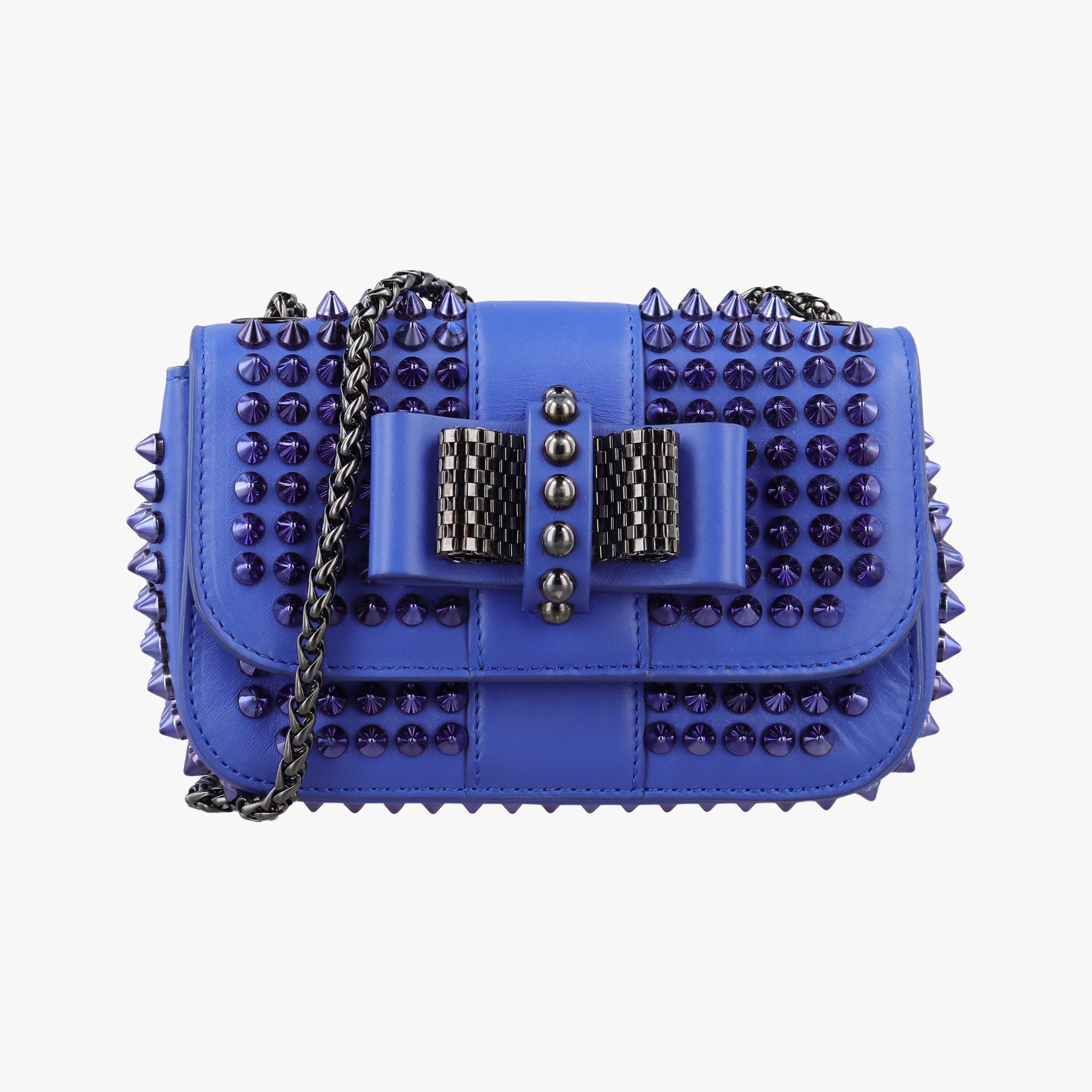 Vintage Christian Louboutin Sweet Charity Scarabe Spike Blue Leather  shoulderbag | stylenewstar