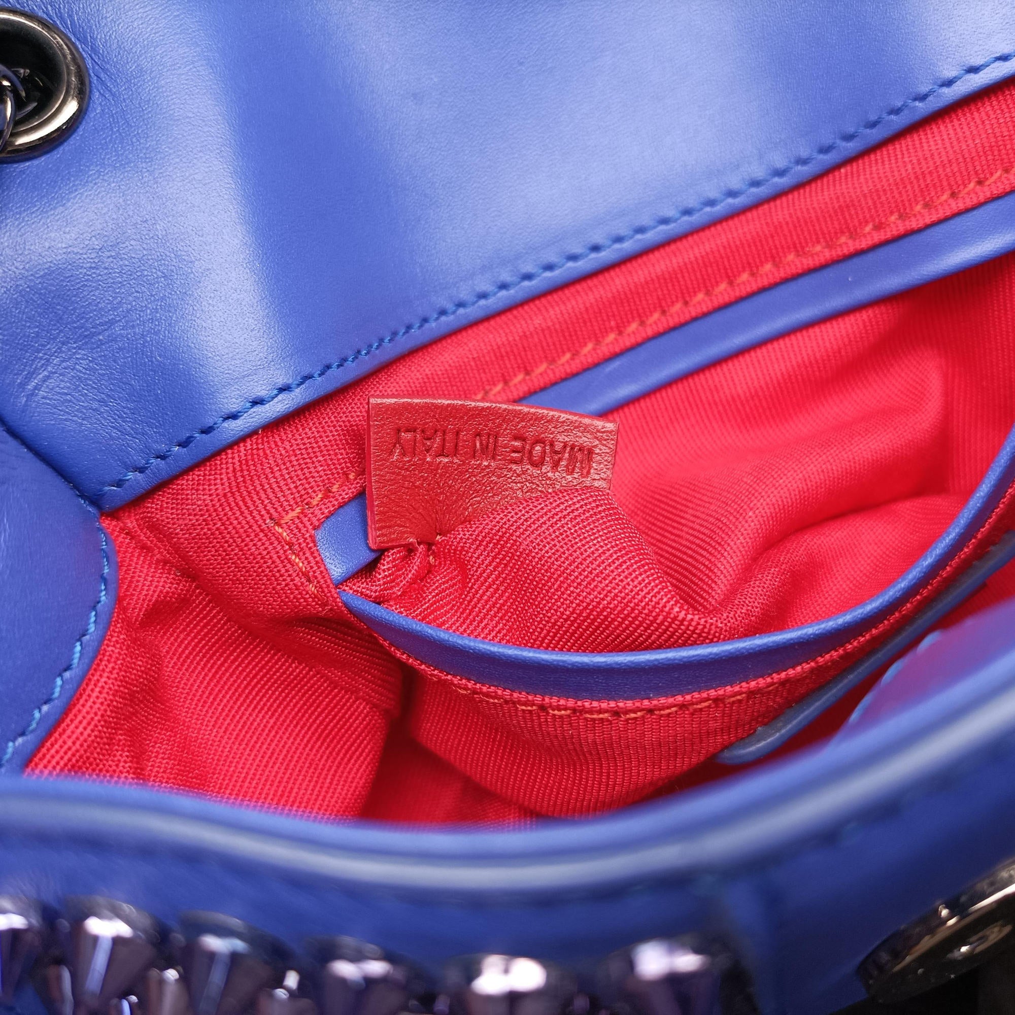 Vintage Christian Louboutin Sweet Charity Scarabe Spike Blue Leather  shoulderbag | stylenewstar