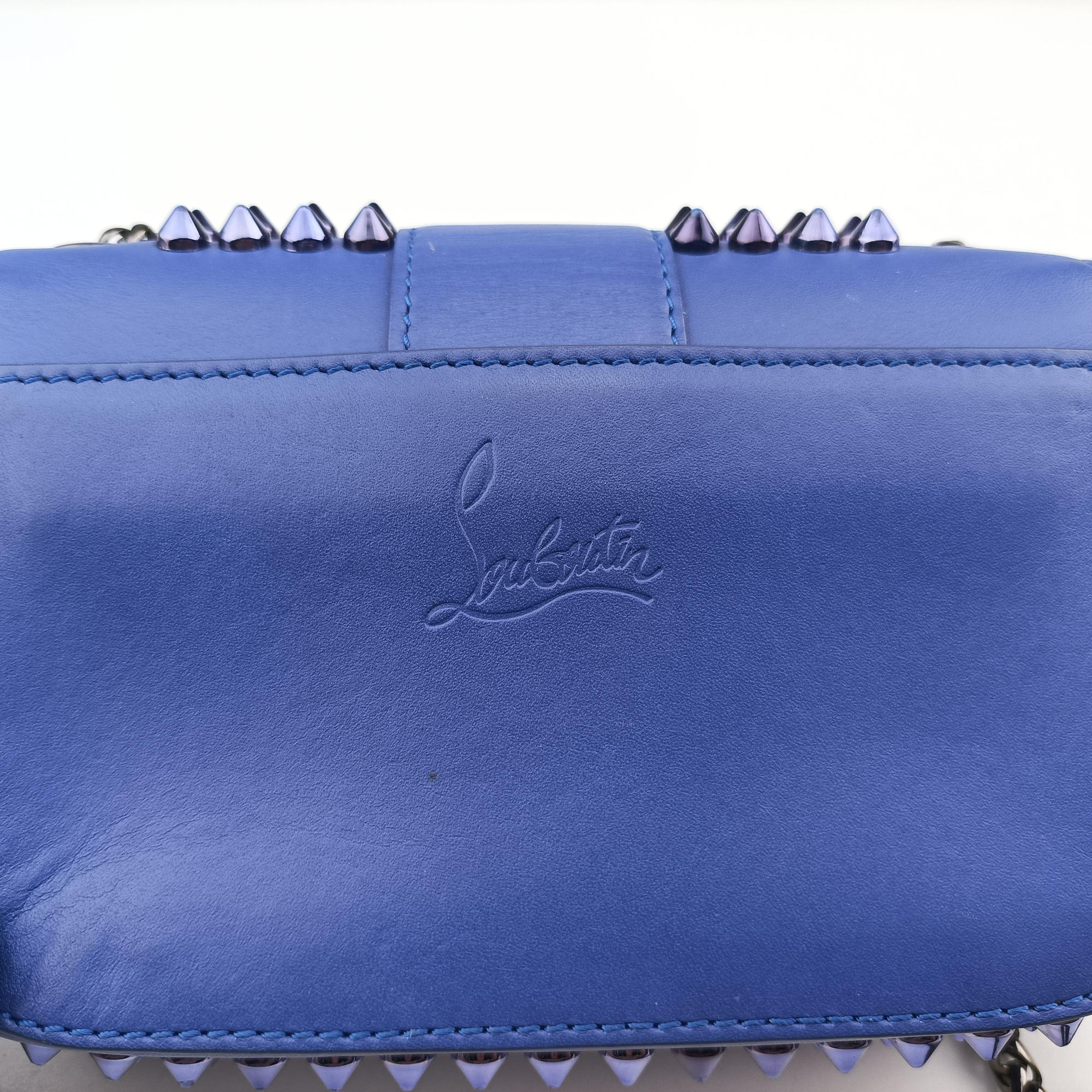 Vintage Christian Louboutin Sweet Charity Scarabe Spike Blue Leather  shoulderbag | stylenewstar