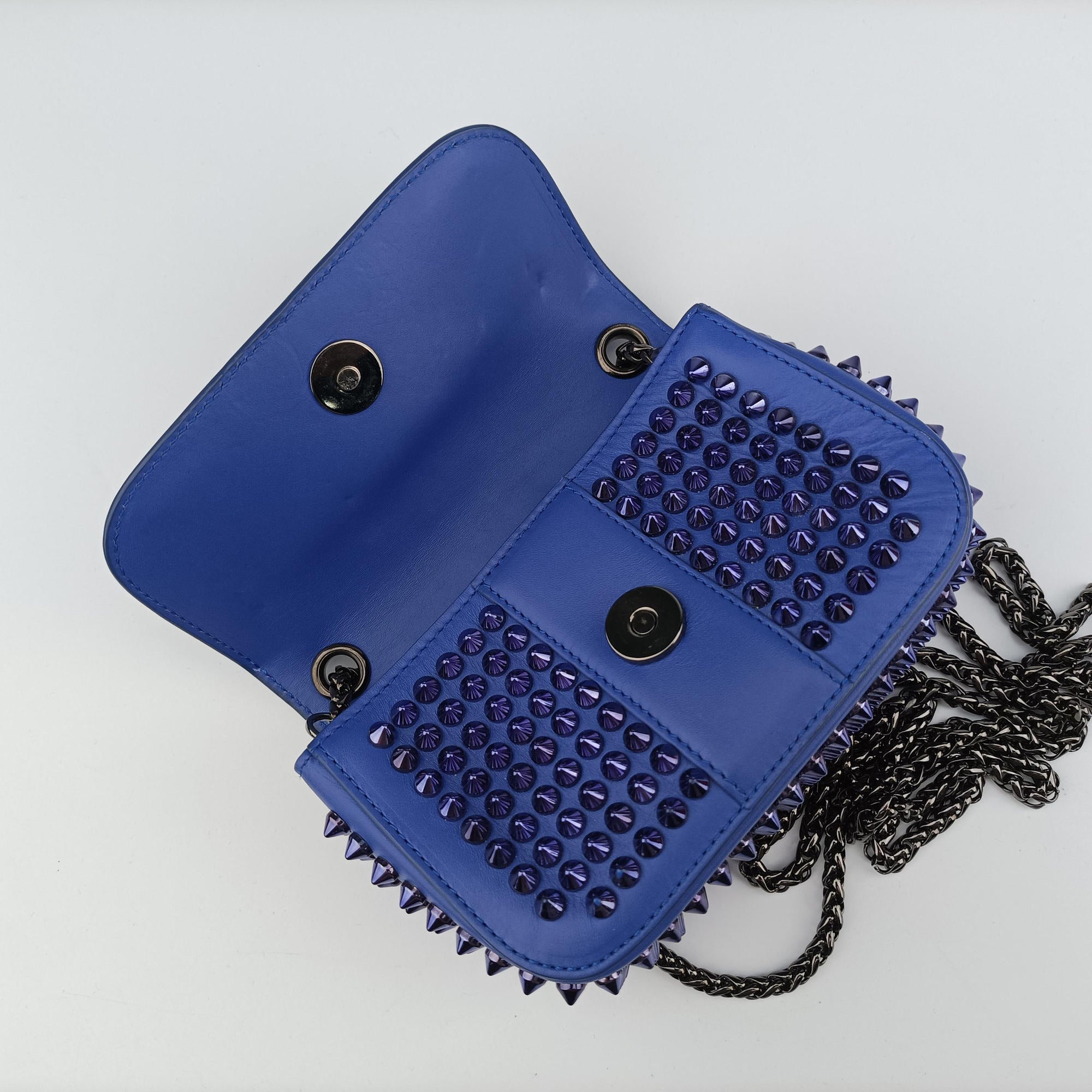 Vintage Christian Louboutin Sweet Charity Scarabe Spike Blue Leather  shoulderbag | stylenewstar