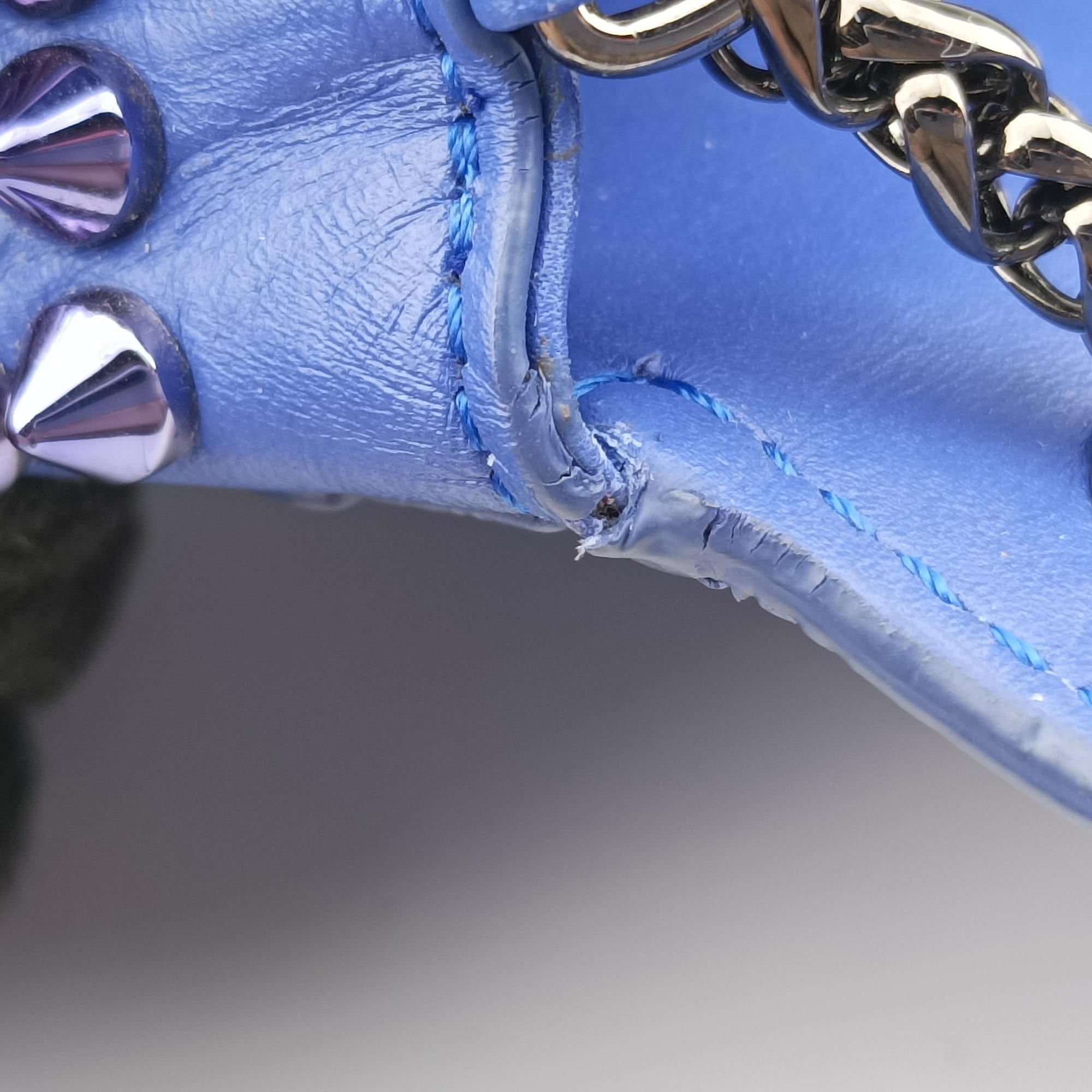 Vintage Christian Louboutin Sweet Charity Scarabe Spike Blue Leather  shoulderbag | stylenewstar
