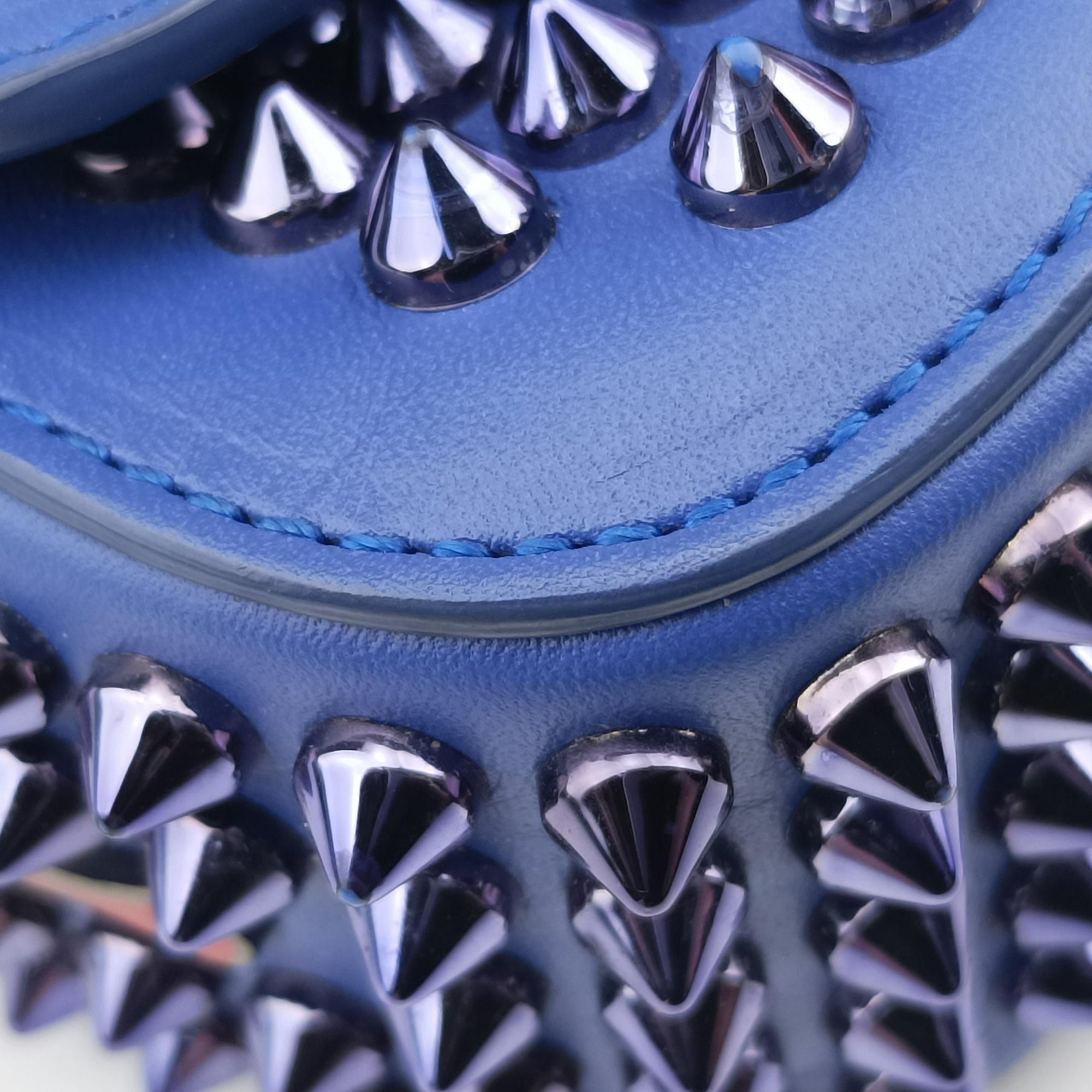 Vintage Christian Louboutin Sweet Charity Scarabe Spike Blue Leather  shoulderbag | stylenewstar