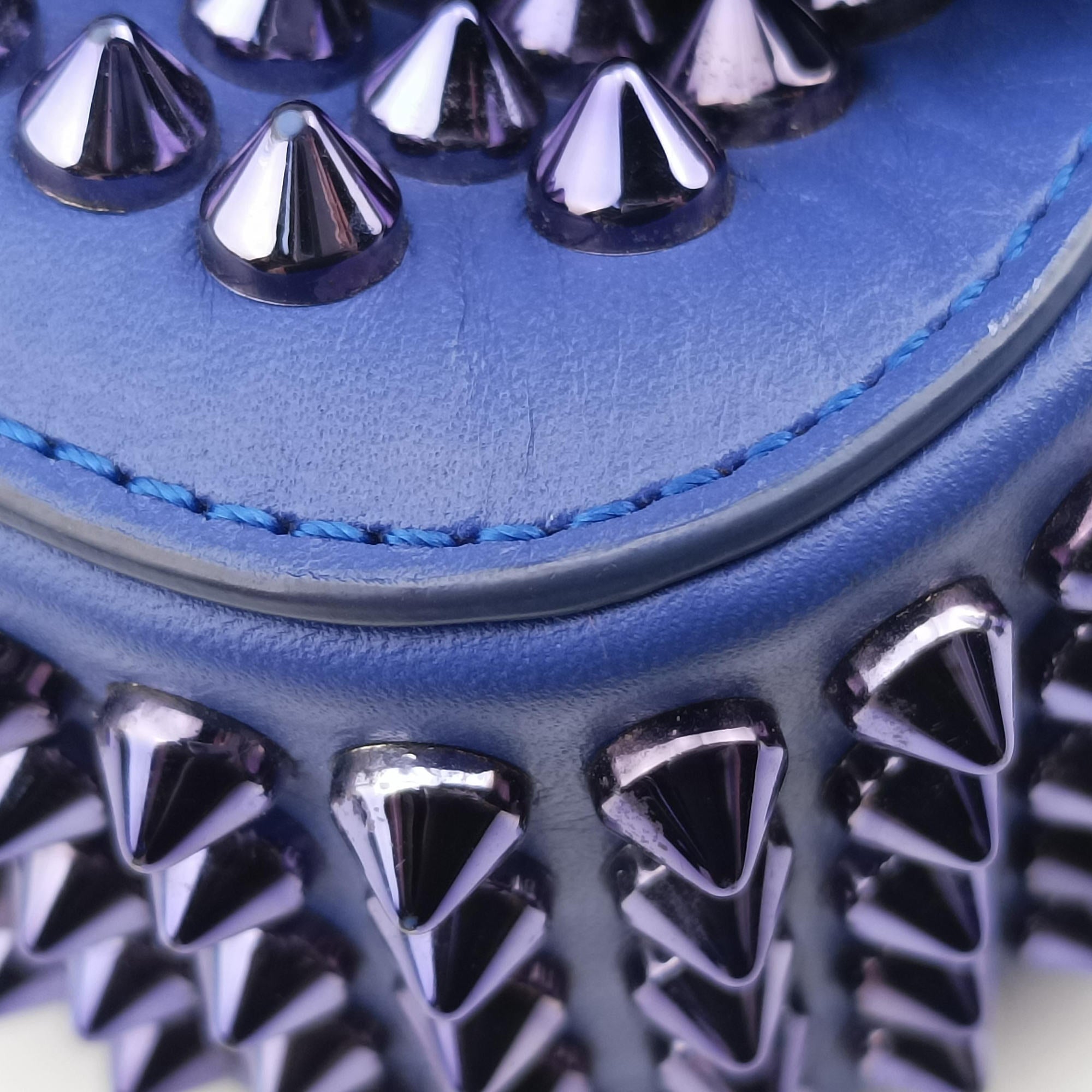 Vintage Christian Louboutin Sweet Charity Scarabe Spike Blue Leather  shoulderbag | stylenewstar