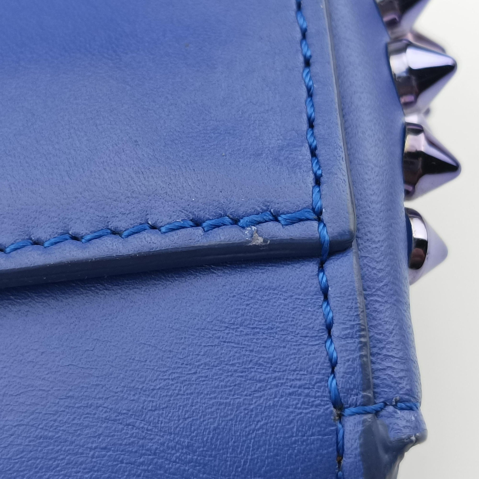 Vintage Christian Louboutin Sweet Charity Scarabe Spike Blue Leather  shoulderbag | stylenewstar