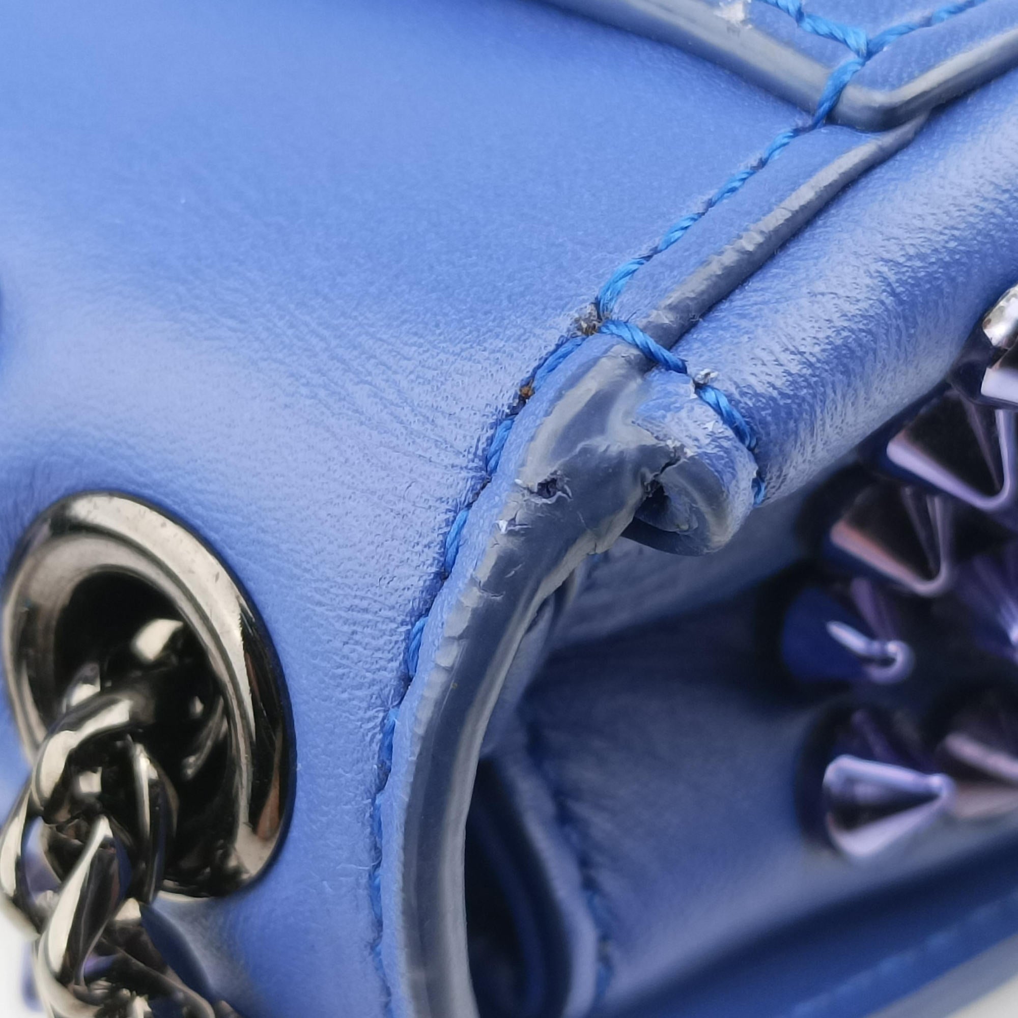 Vintage Christian Louboutin Sweet Charity Scarabe Spike Blue Leather  shoulderbag | stylenewstar