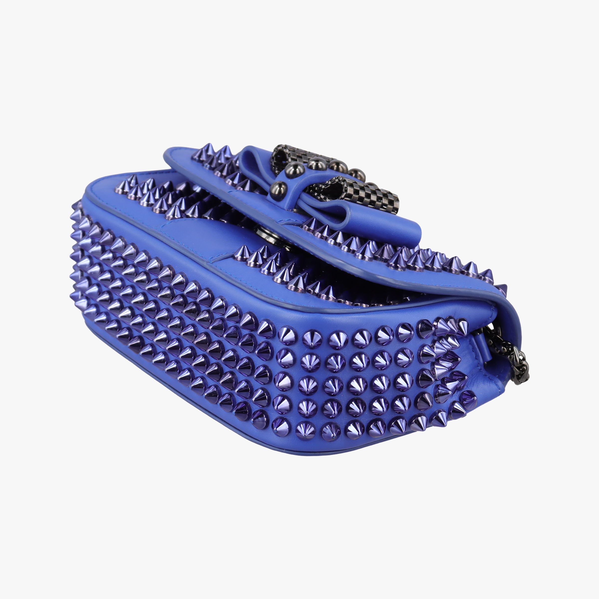 Vintage Christian Louboutin Sweet Charity Scarabe Spike Blue Leather  shoulderbag | stylenewstar