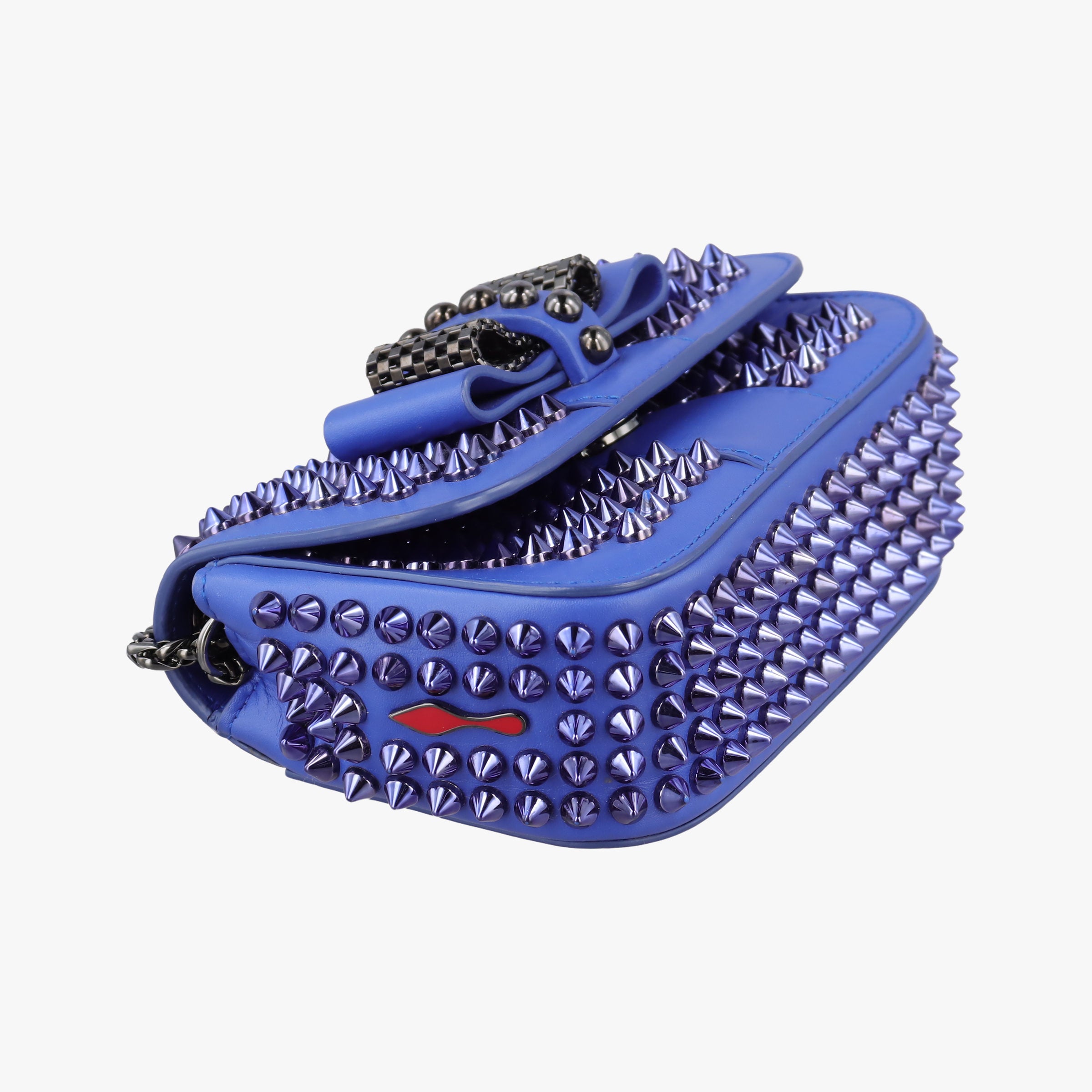 Vintage Christian Louboutin Sweet Charity Scarabe Spike Blue Leather  shoulderbag | stylenewstar
