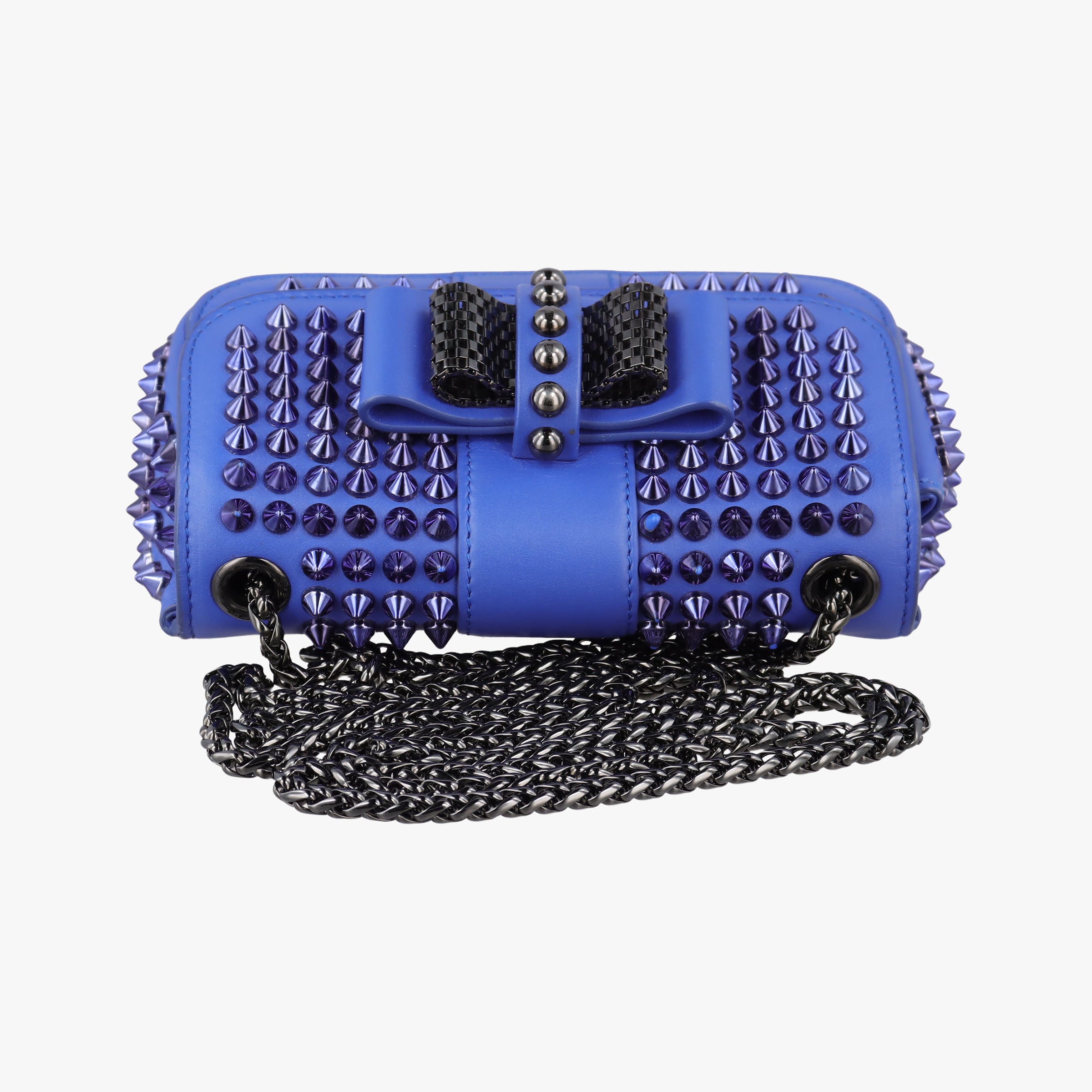 Vintage Christian Louboutin Sweet Charity Scarabe Spike Blue Leather  shoulderbag | stylenewstar