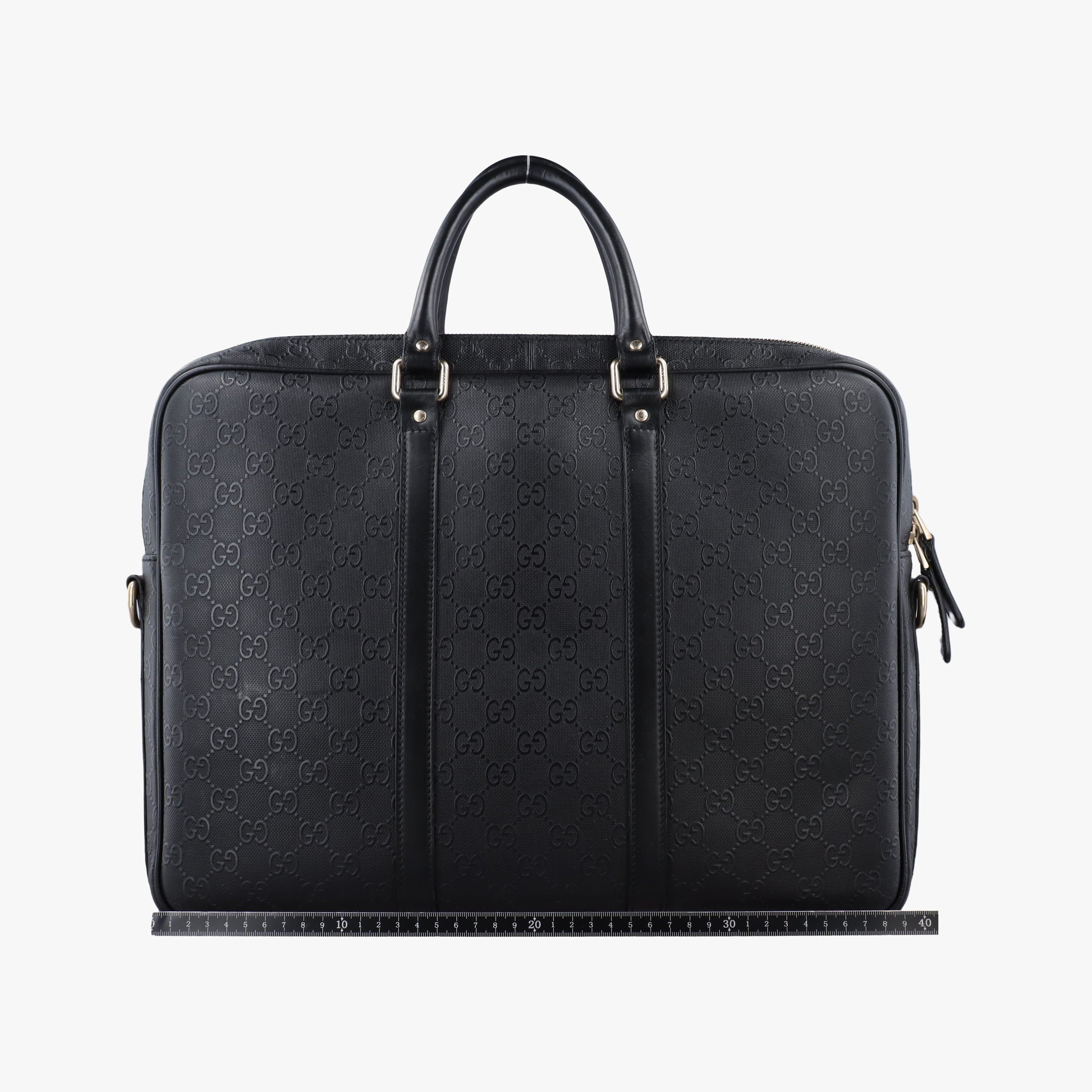 Pre-owned Gucci Guccissima Briefcase Black Leather 208463 handbag | stylenewstar