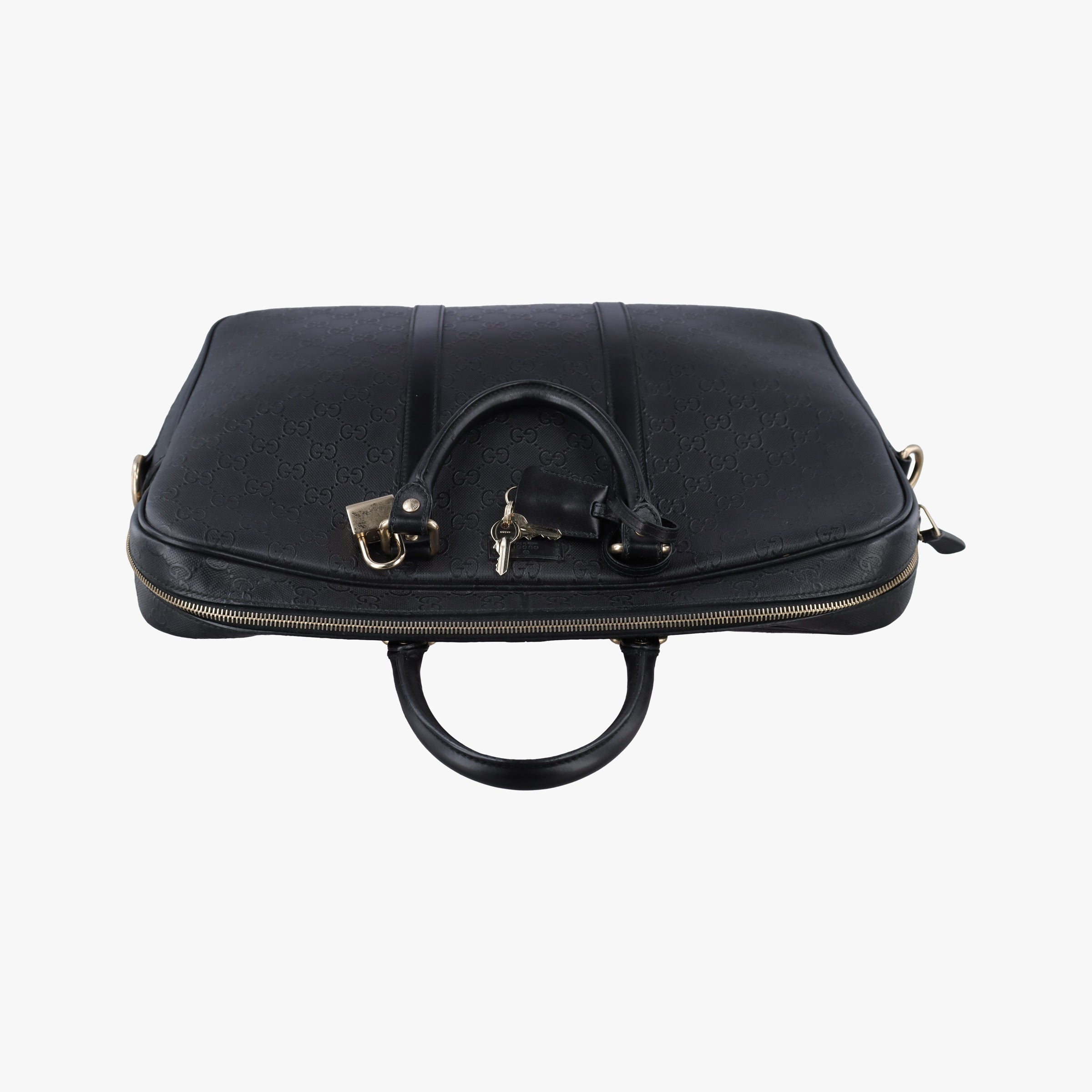 Pre-owned Gucci Guccissima Briefcase Black Leather 208463 handbag | stylenewstar