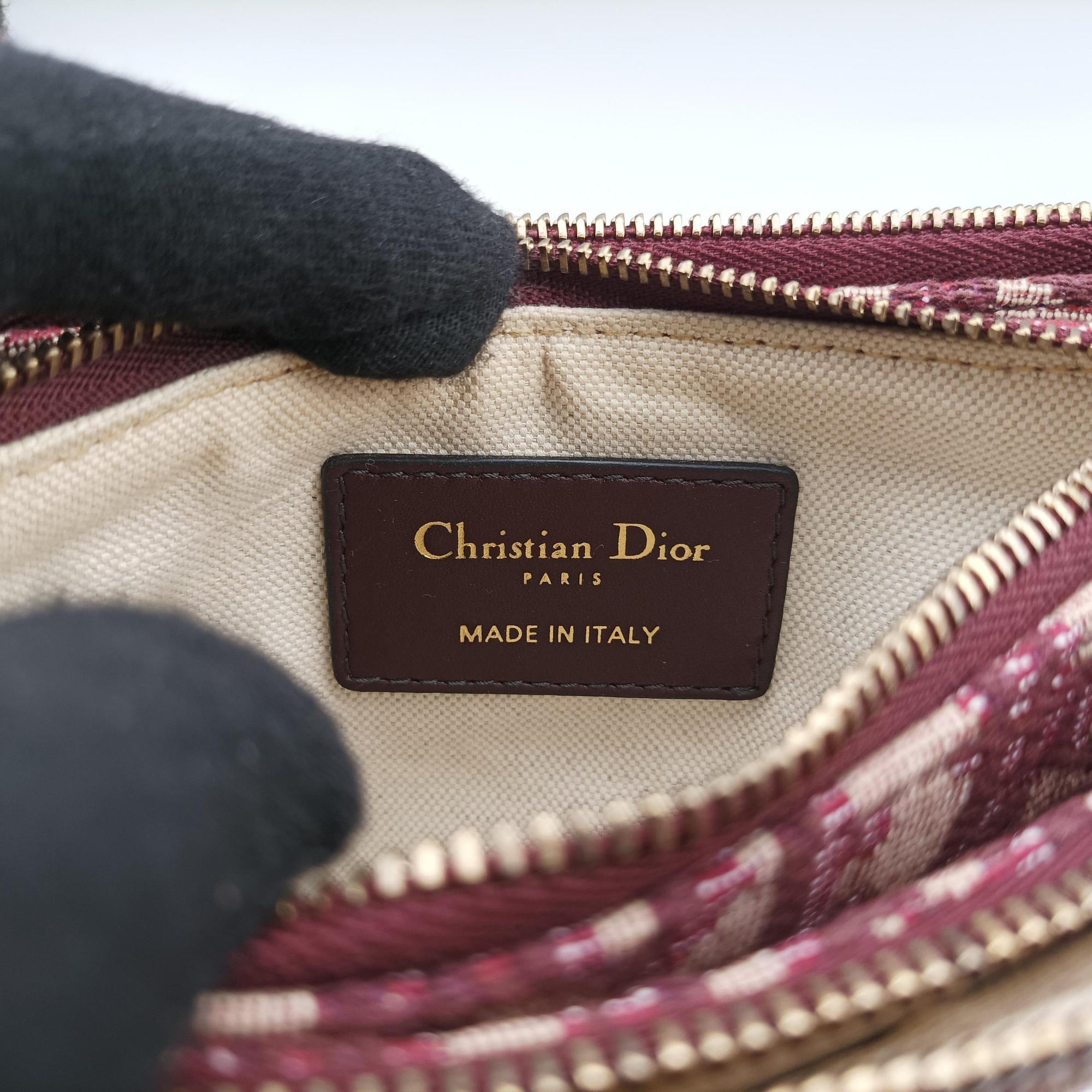Pre-owned Christian Dior saddle Red Jacquard  shoulderbag | stylenewstar