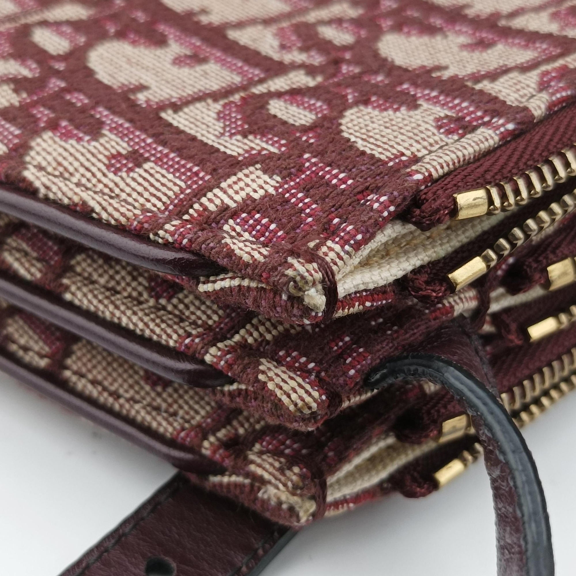 Pre-owned Christian Dior saddle Red Jacquard  shoulderbag | stylenewstar
