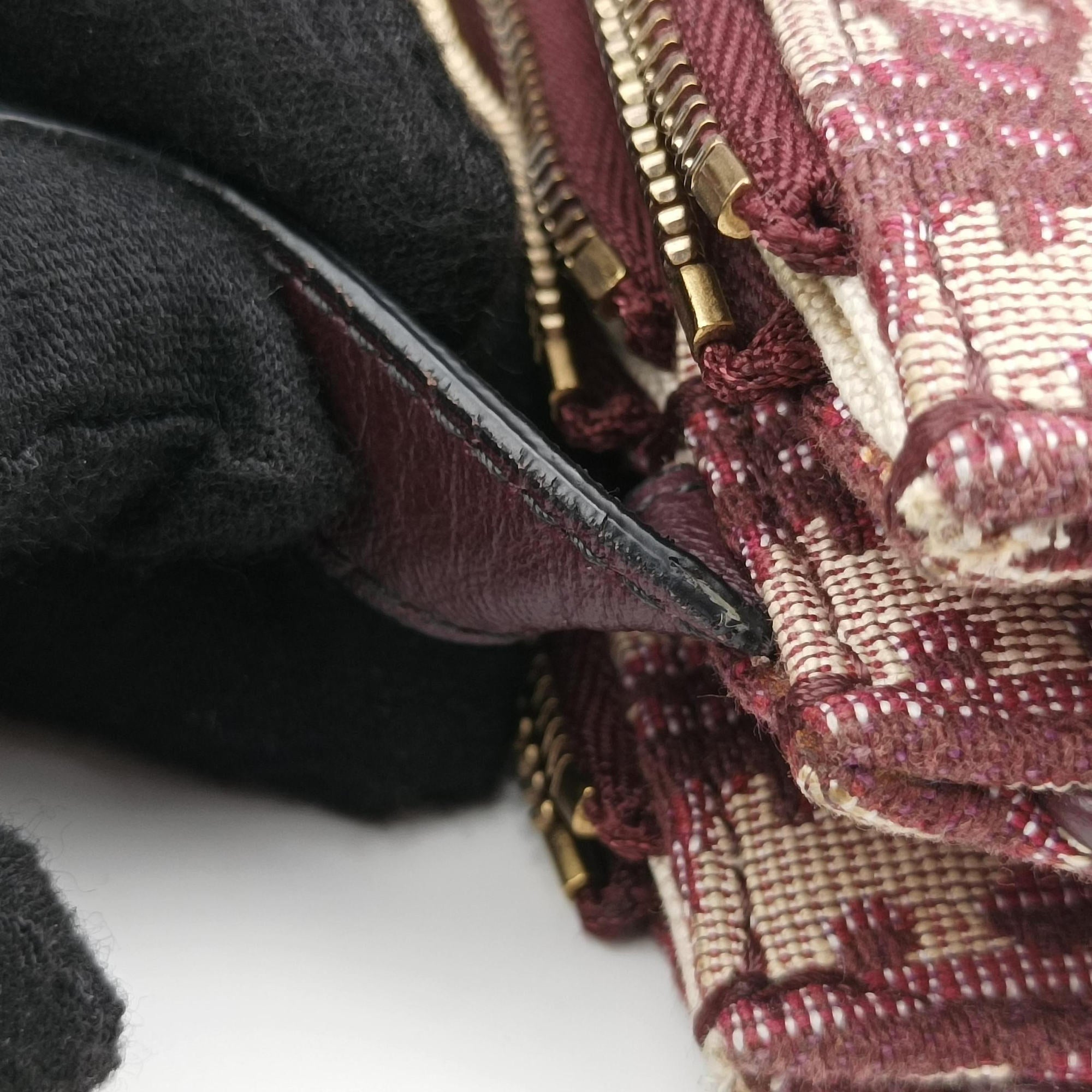 Pre-owned Christian Dior saddle Red Jacquard  shoulderbag | stylenewstar