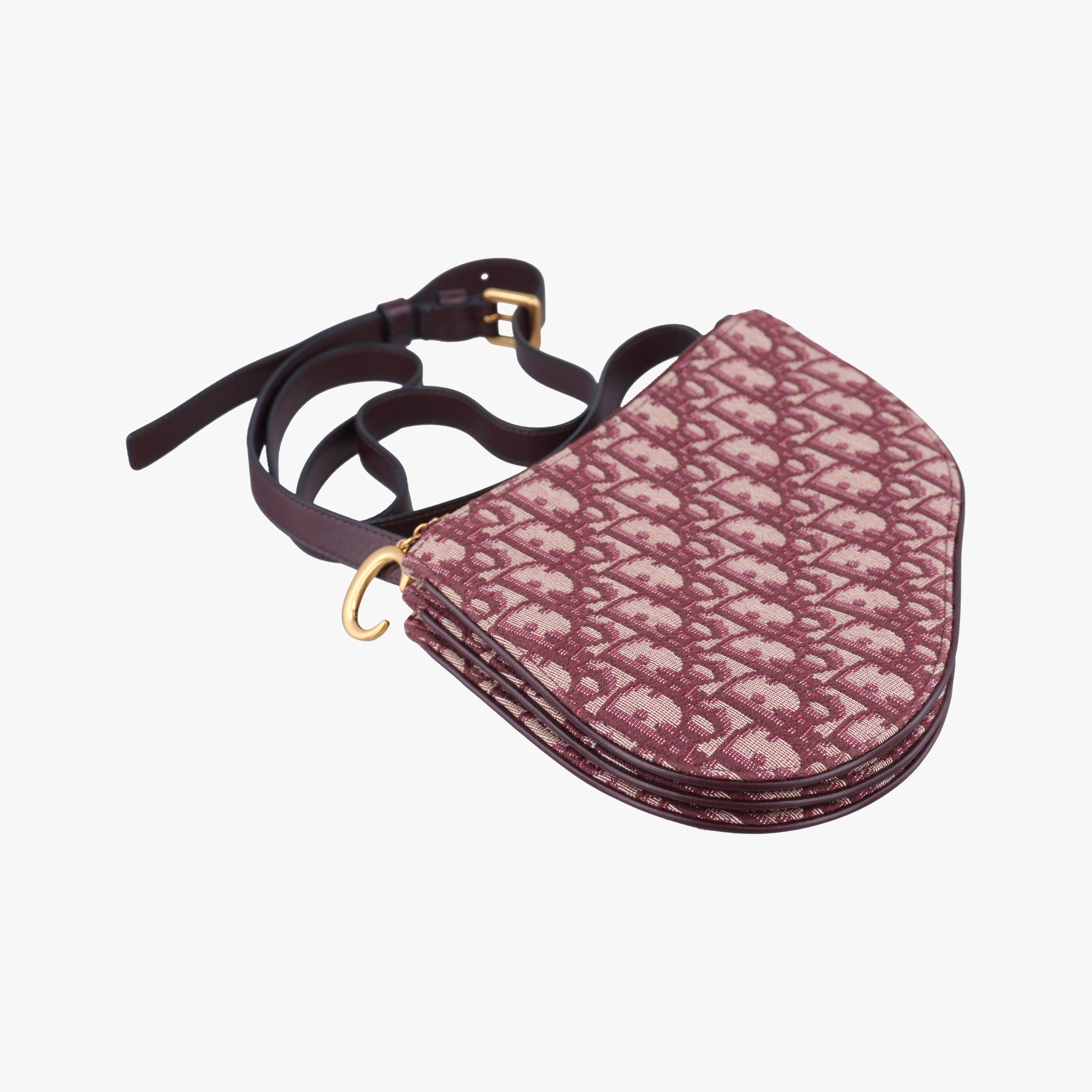 Pre-owned Christian Dior saddle Red Jacquard  shoulderbag | stylenewstar