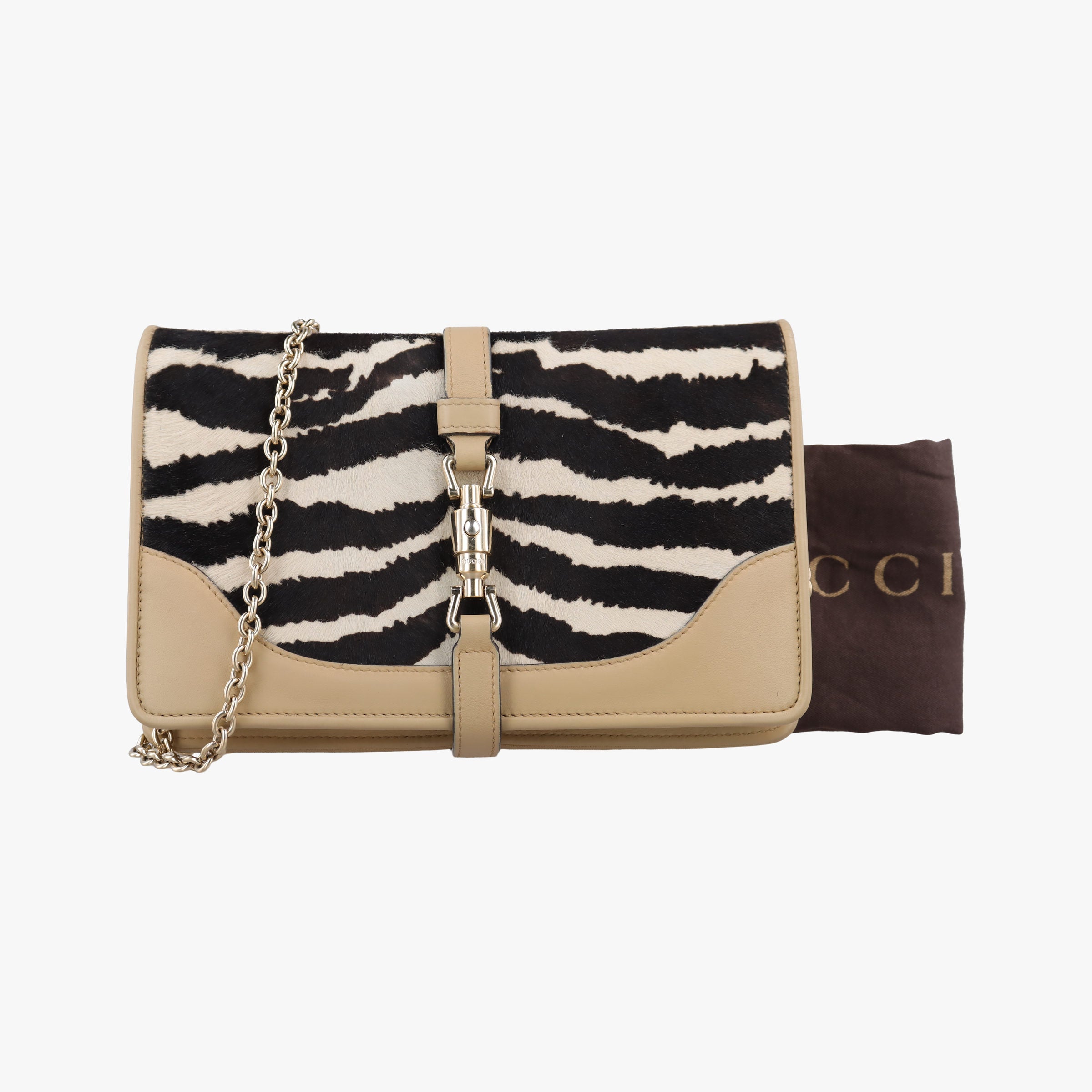 Pre-owned Gucci Broadway beige×Multicolour ponyhair 283061 shoulderbag | stylenewstar