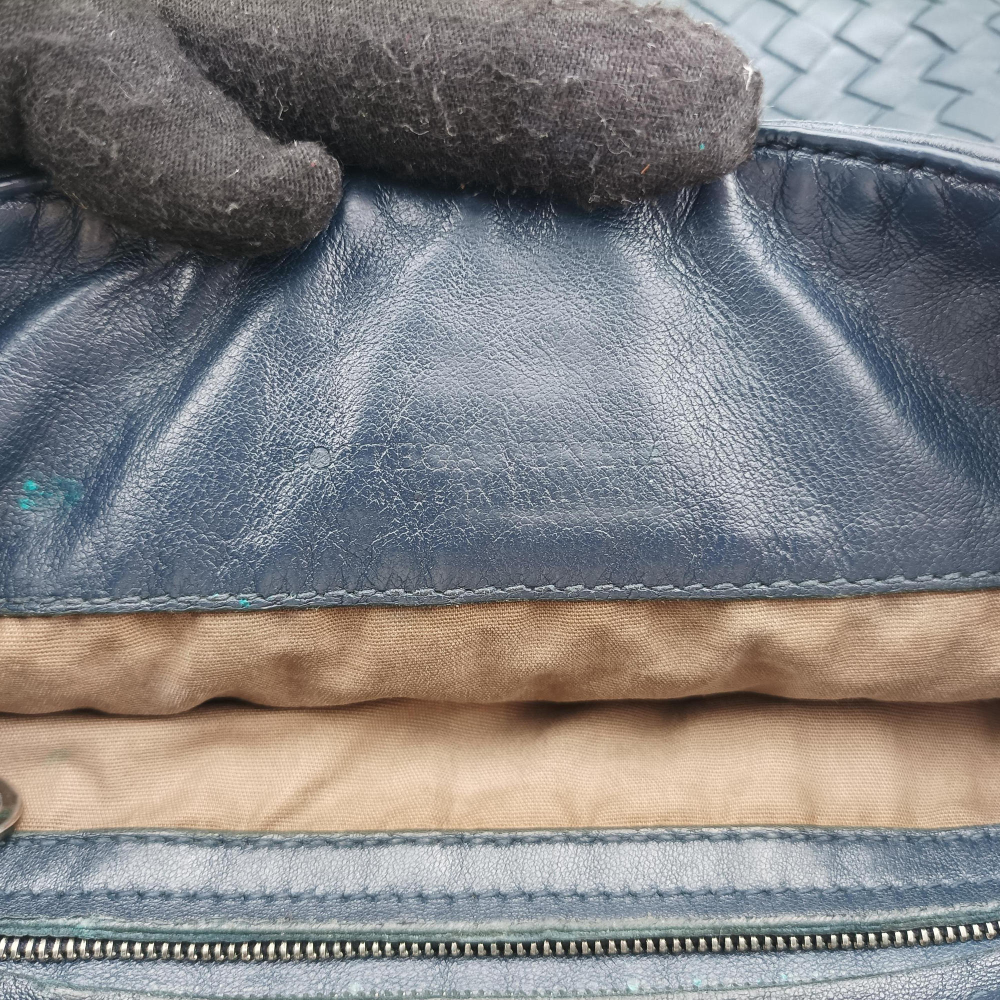Pre-owned Bottega Veneta Intrecciato Blue lambskin  shoulderbag | stylenewstar