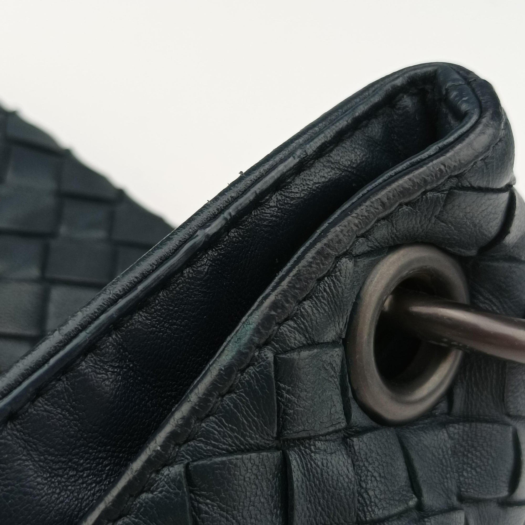 Pre-owned Bottega Veneta Intrecciato Blue lambskin  shoulderbag | stylenewstar