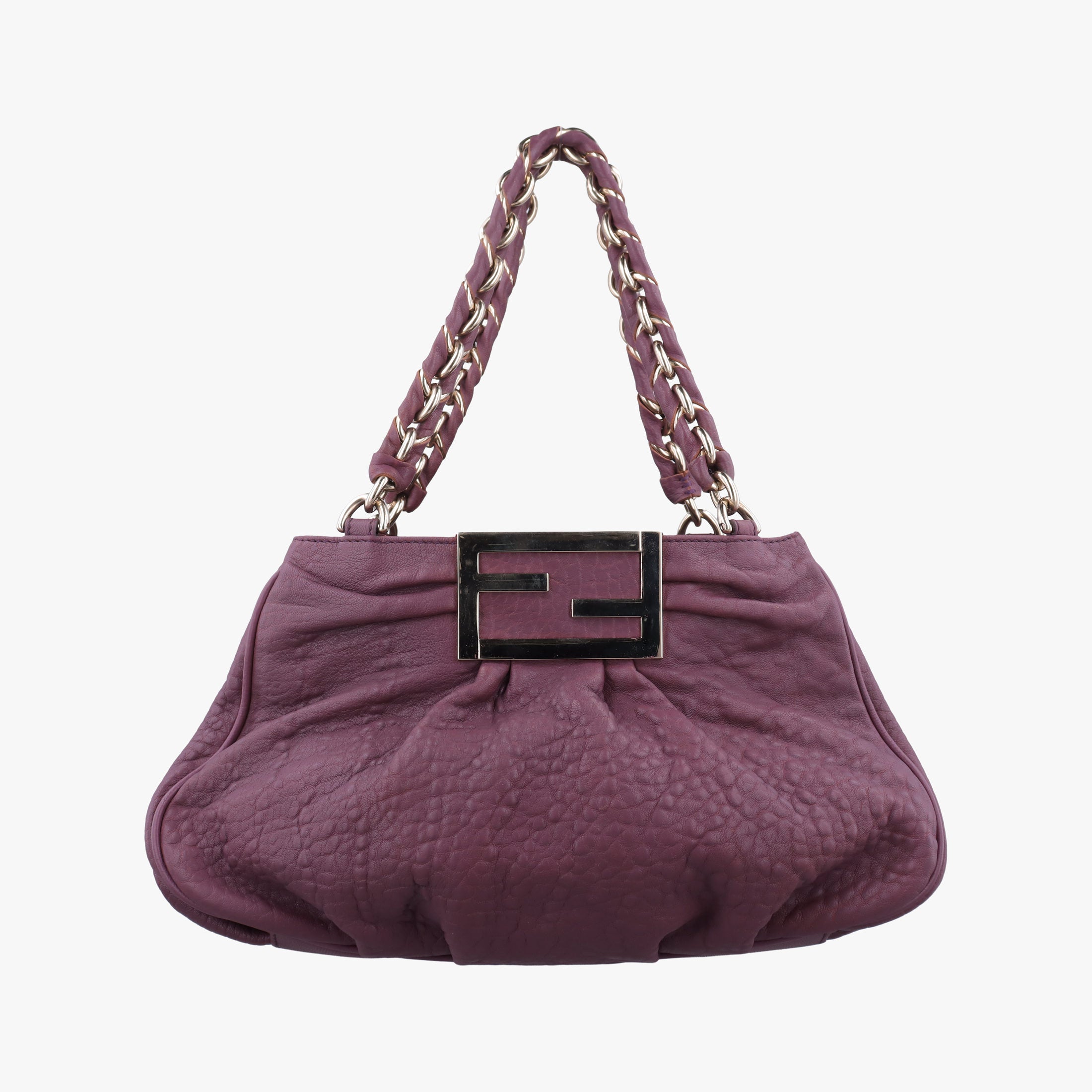 Pre-owned Fendi Mia Purple Leather 8BR615 shoulderbag | stylenewstar