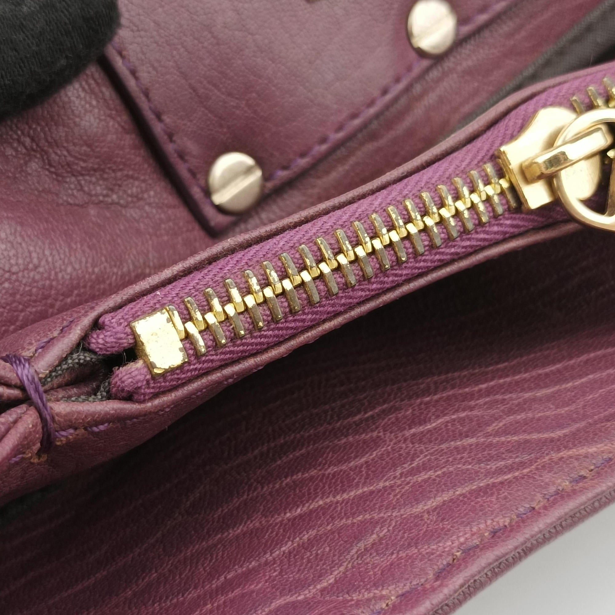 Pre-owned Fendi Mia Purple Leather 8BR615 shoulderbag | stylenewstar