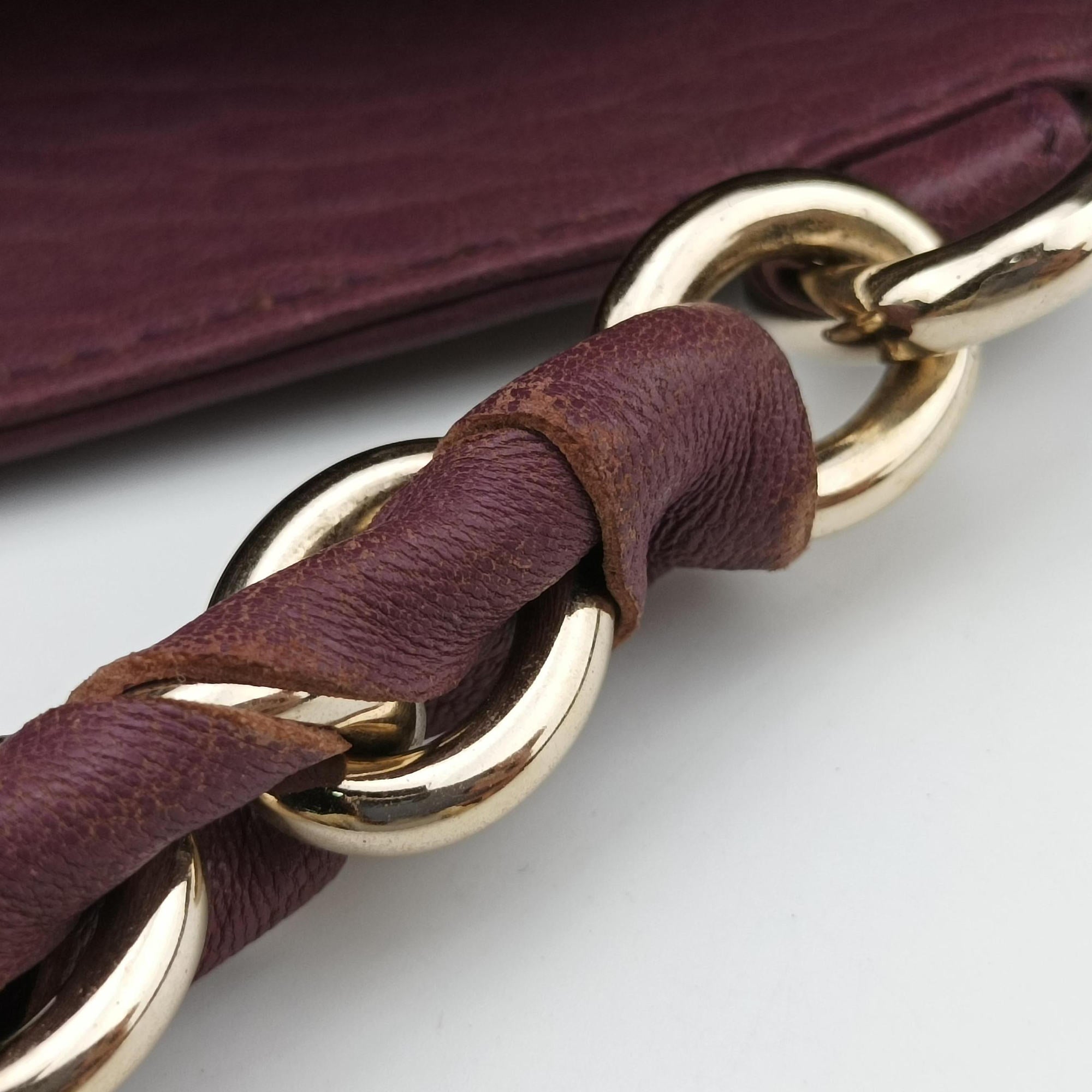 Pre-owned Fendi Mia Purple Leather 8BR615 shoulderbag | stylenewstar