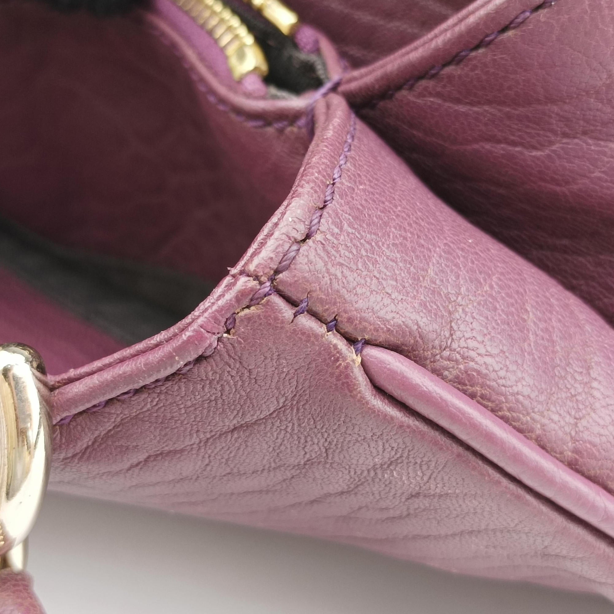 Pre-owned Fendi Mia Purple Leather 8BR615 shoulderbag | stylenewstar