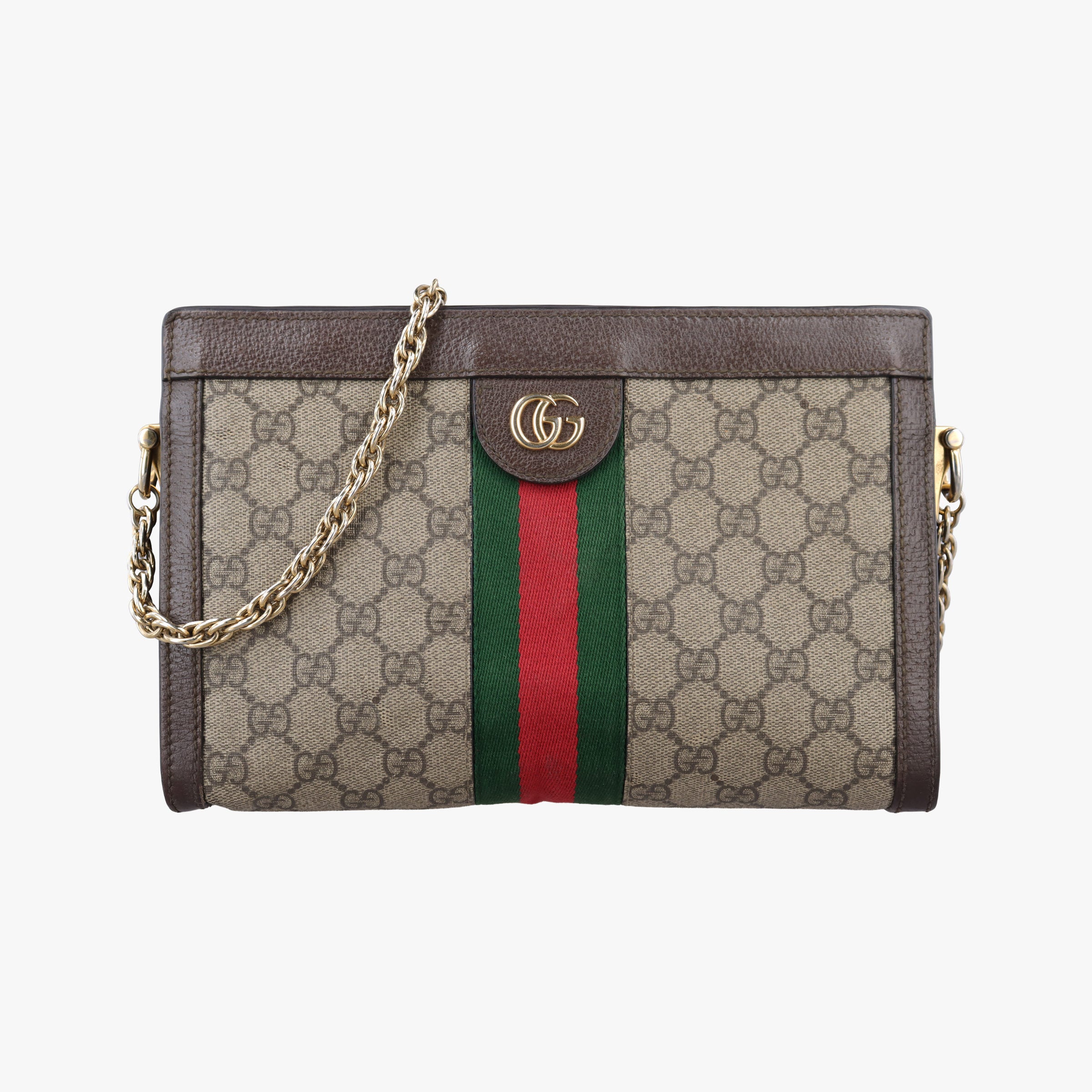 Secondhand Gucci Ophidia Brown×Red×Green PVC coated canvas×leather 503877 shoulderbag | stylenewstar