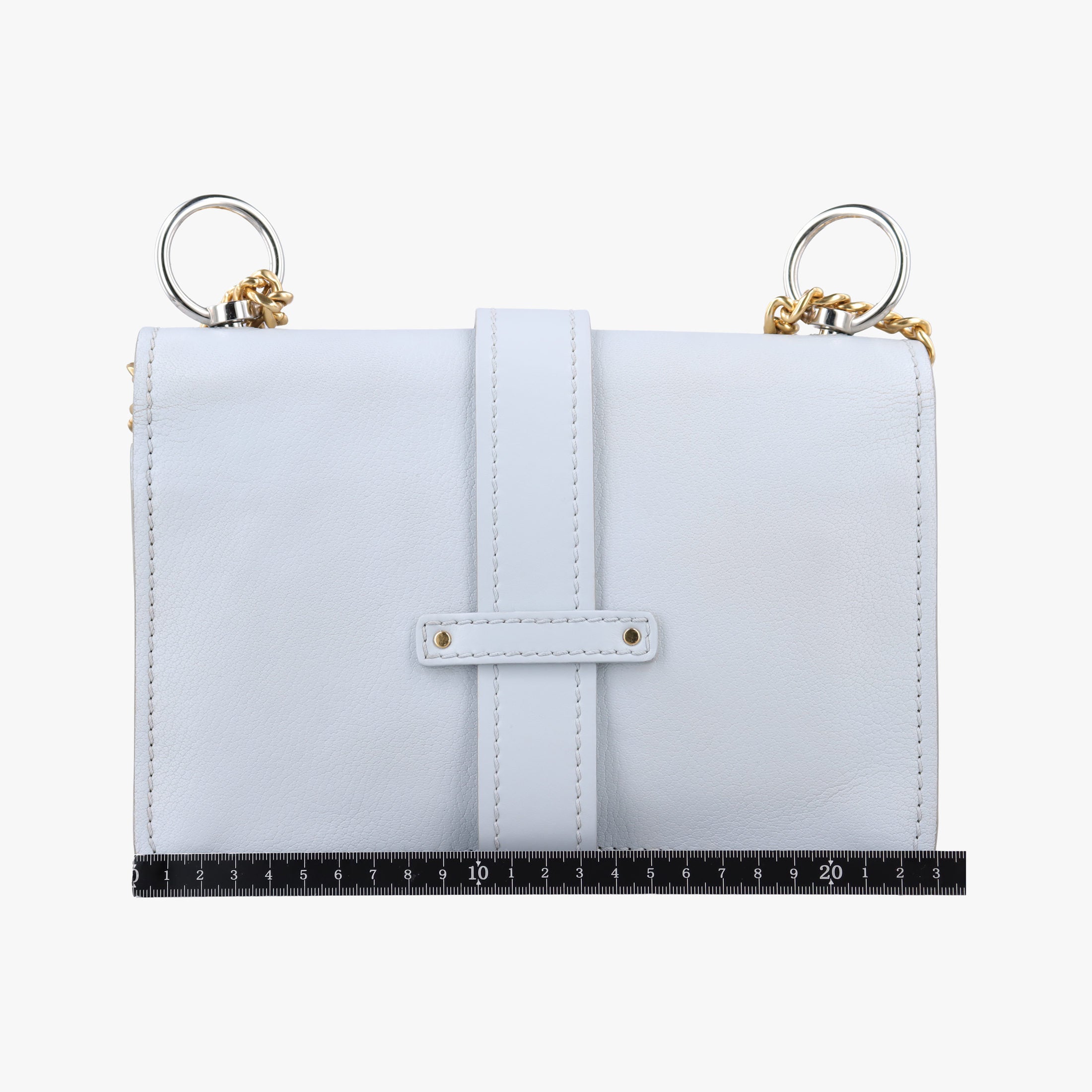 Pre-owned Chloe Abbey Chain Mini Light Blue Leather  shoulderbag | stylenewstar