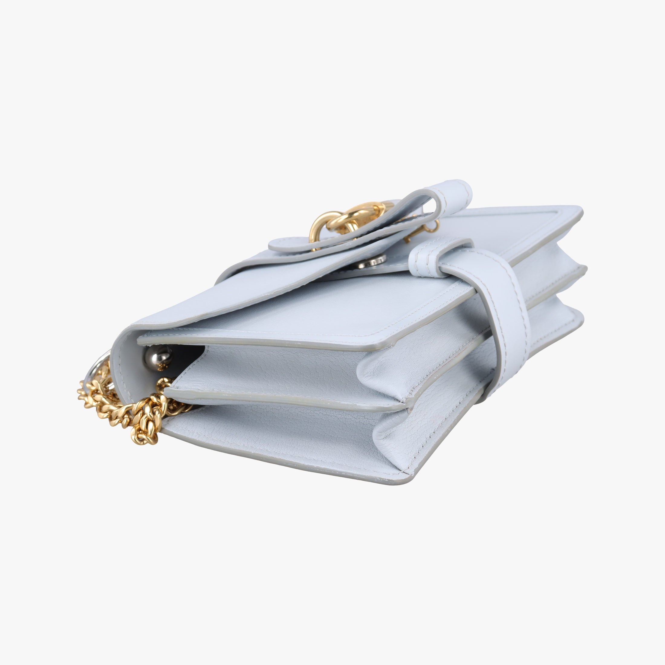 Pre-owned Chloe Abbey Chain Mini Light Blue Leather  shoulderbag | stylenewstar