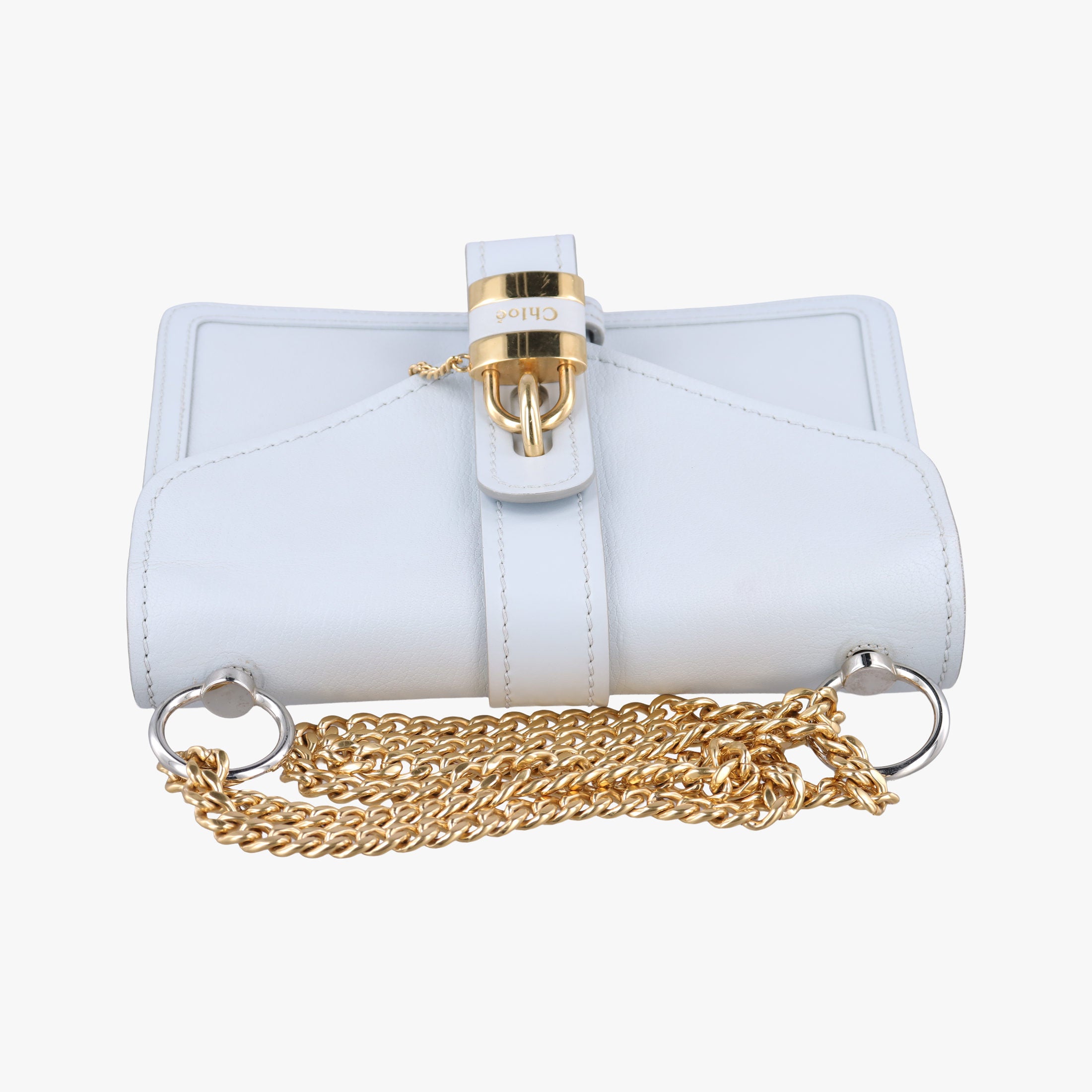 Pre-owned Chloe Abbey Chain Mini Light Blue Leather  shoulderbag | stylenewstar