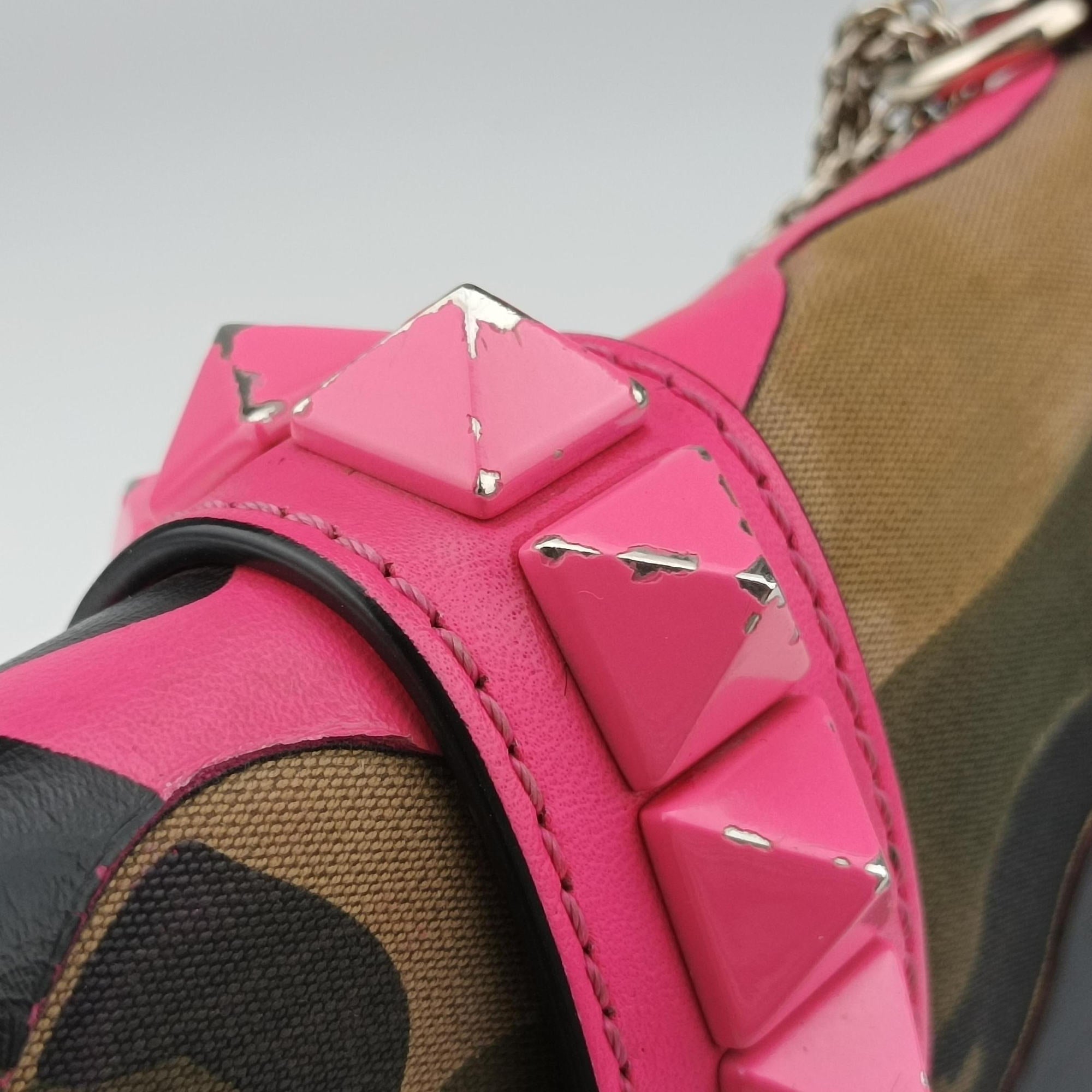 Secondhand Valentino Rockstud Glam Lock Multicolour canvas× leather  shoulderbag | stylenewstar