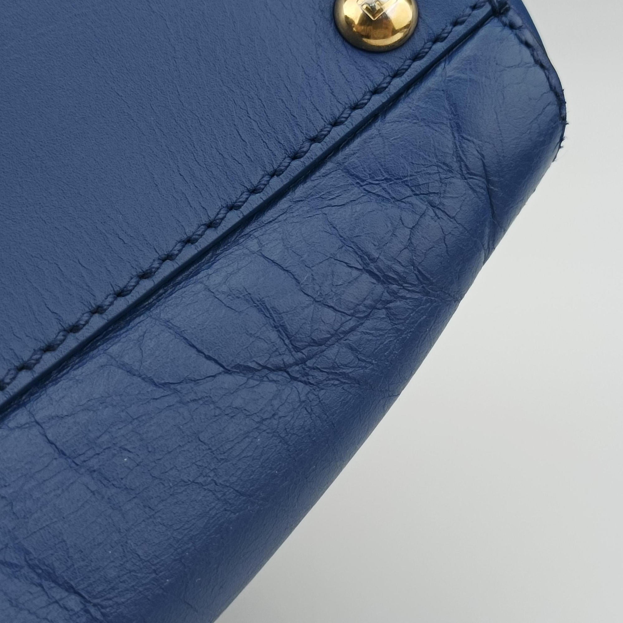 Secondhand Fendi PEEKABOO Blue Leather 8BN226 shoulderbag | stylenewstar