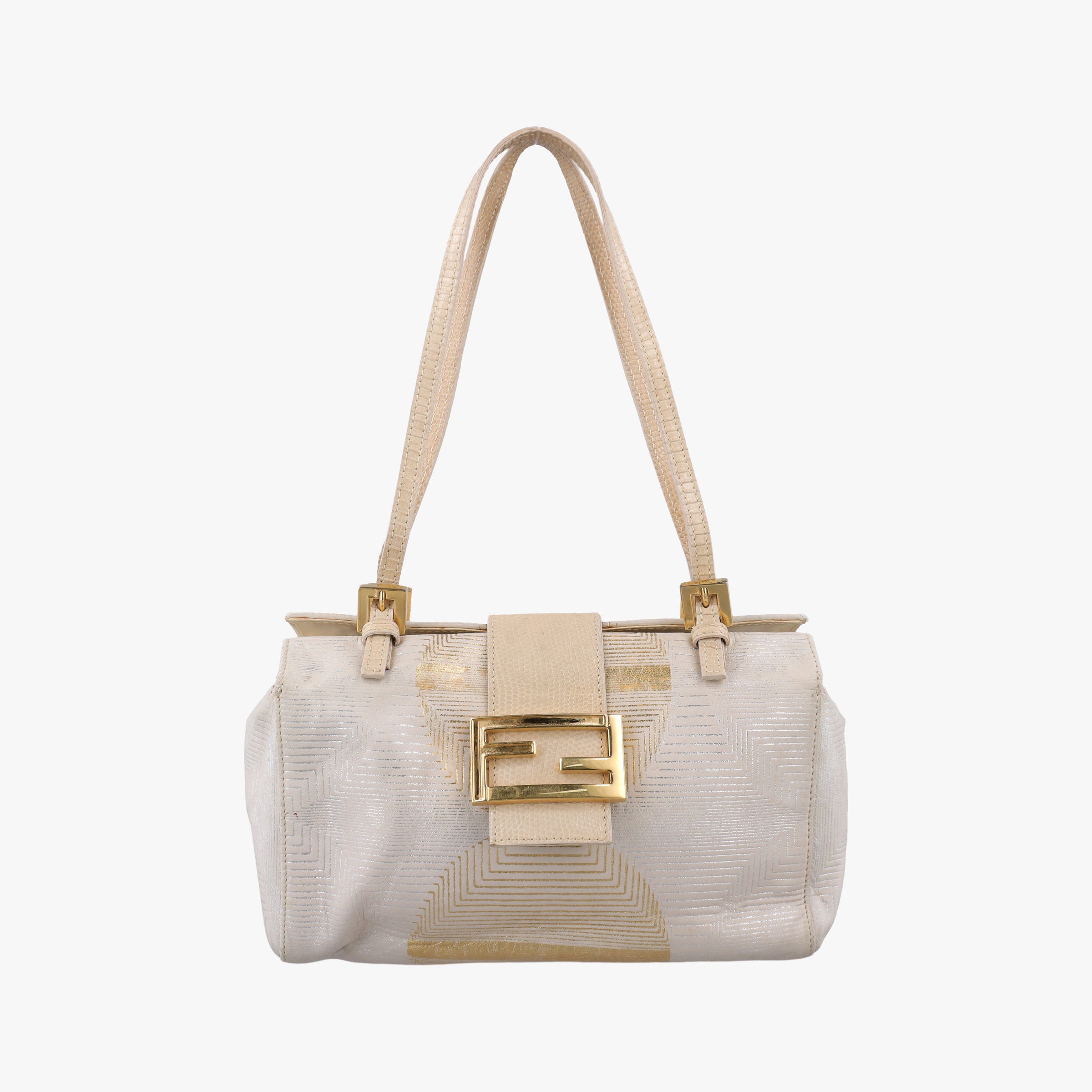 Pre-owned Fendi Bento Box Beige×Golden Canvas×Leather 101633 shoulderbag | stylenewstar