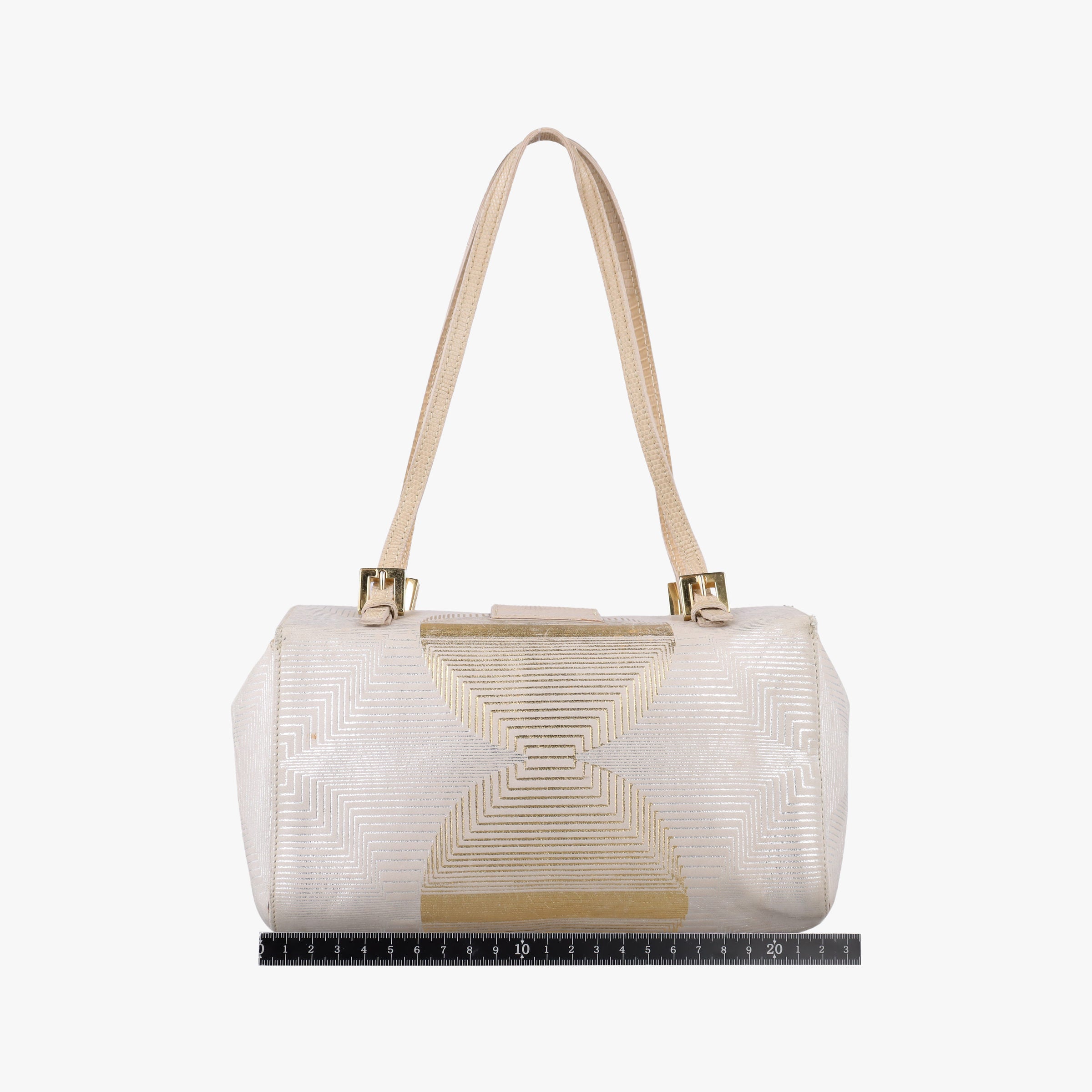 Pre-owned Fendi Bento Box Beige×Golden Canvas×Leather 101633 shoulderbag | stylenewstar