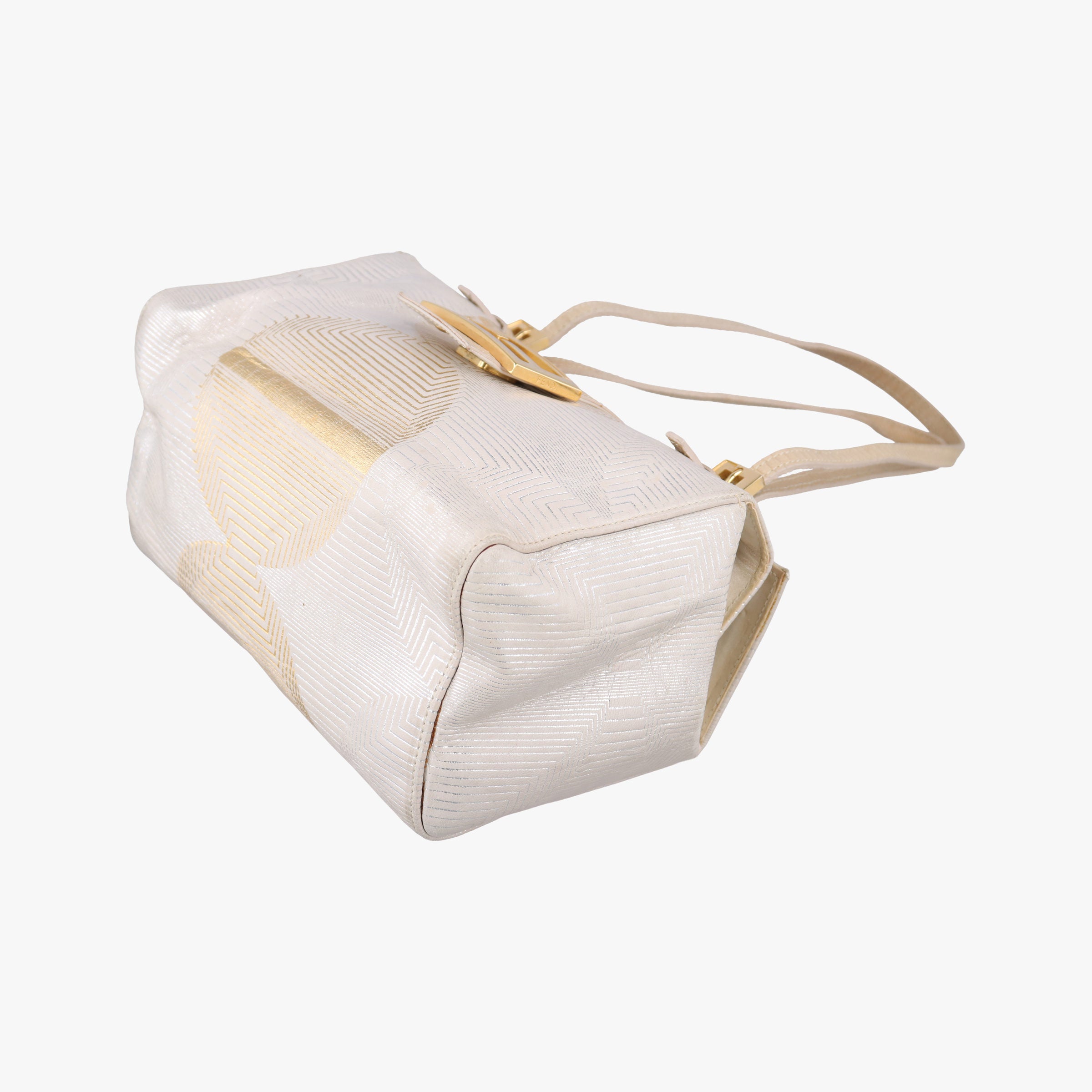 Pre-owned Fendi Bento Box Beige×Golden Canvas×Leather 101633 shoulderbag | stylenewstar