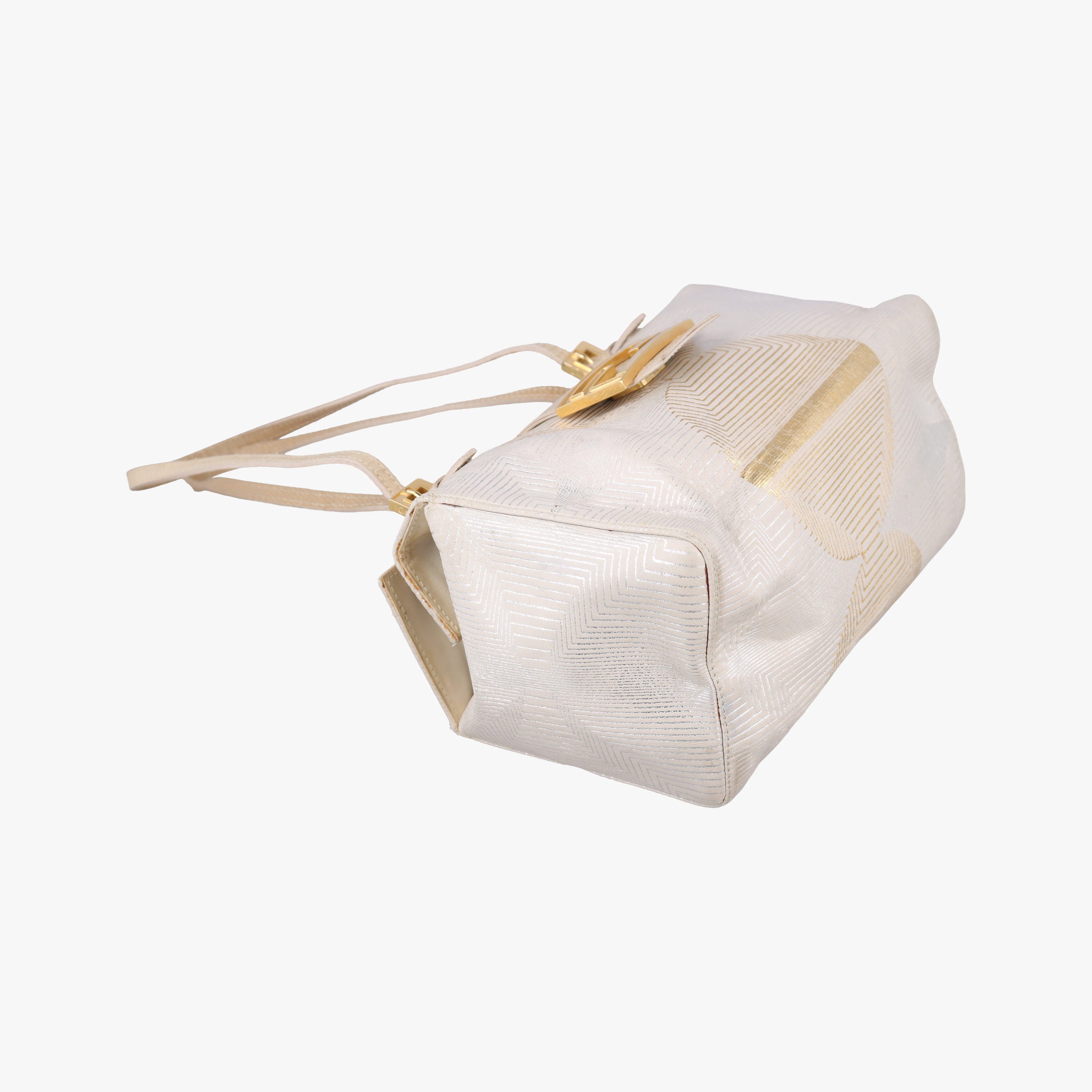 Pre-owned Fendi Bento Box Beige×Golden Canvas×Leather 101633 shoulderbag | stylenewstar