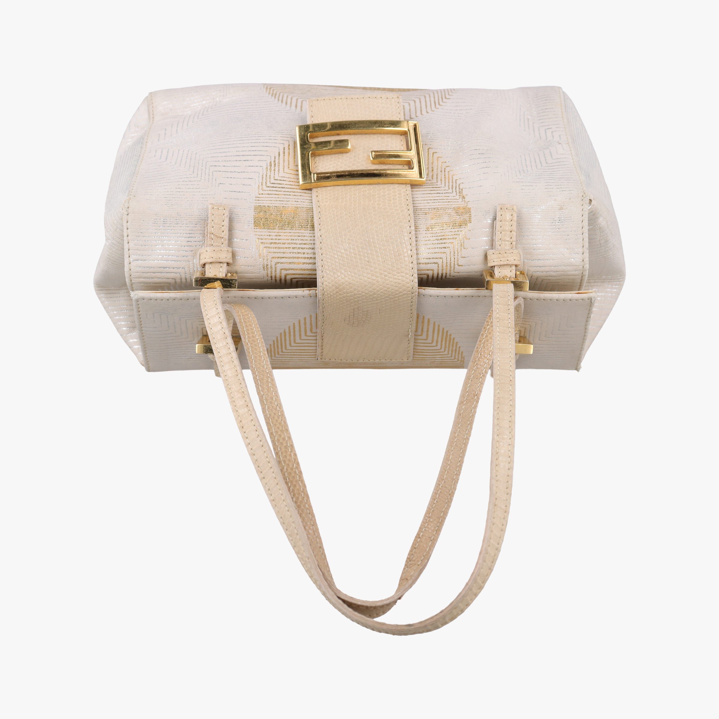 Pre-owned Fendi Bento Box Beige×Golden Canvas×Leather 101633 shoulderbag | stylenewstar