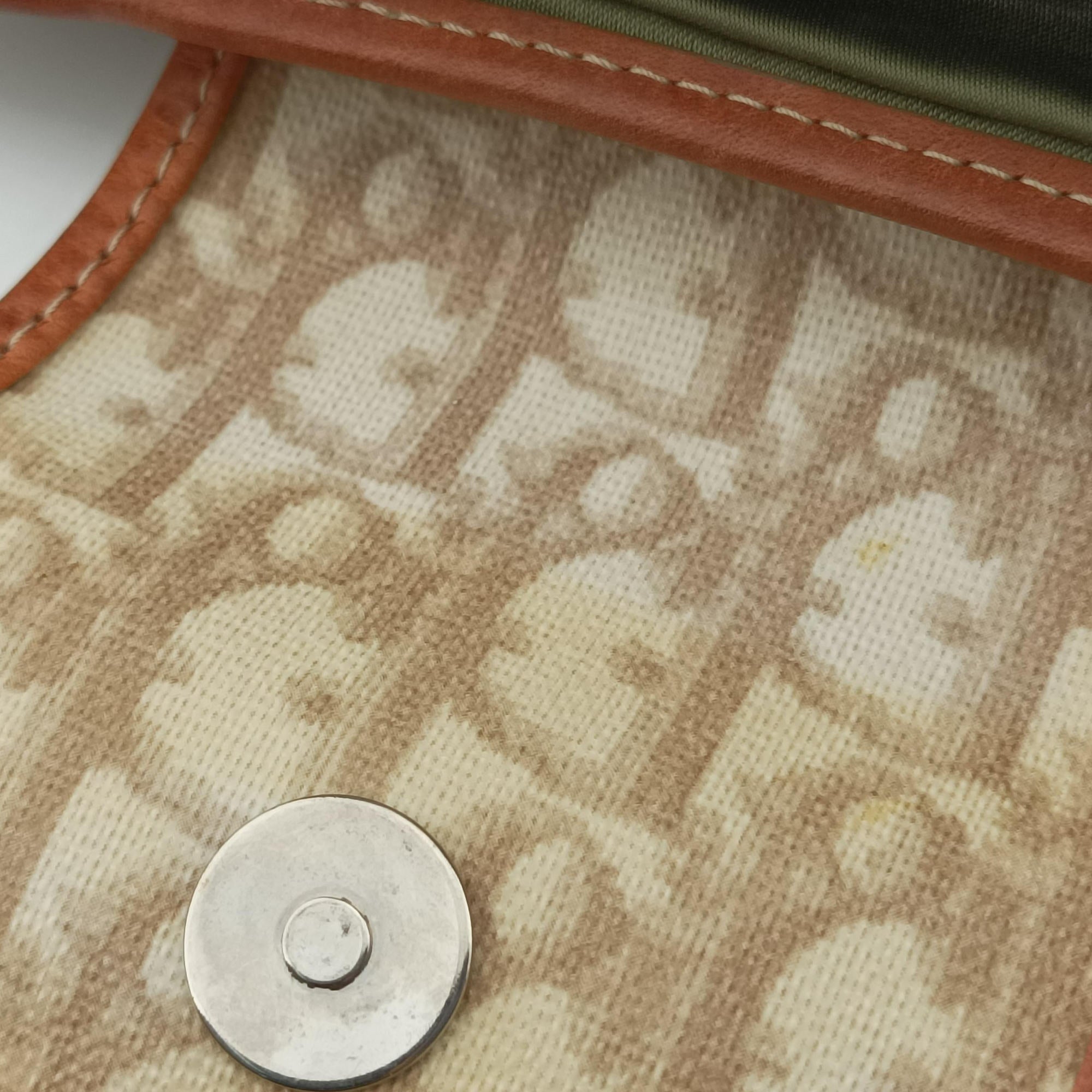 Secondhand Christian Dior Romantique Trotter Beige x White x Greenx Brown PVC Coated Canvas x leather  shoulderbag | stylenewstar