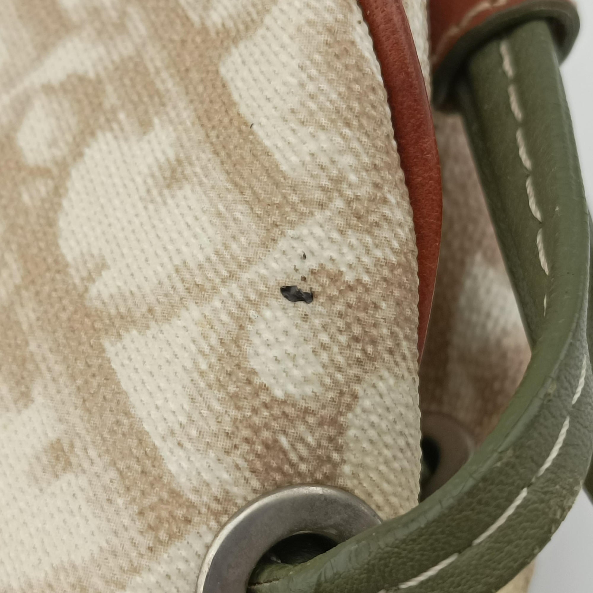 Secondhand Christian Dior Romantique Trotter Beige x White x Greenx Brown PVC Coated Canvas x leather  shoulderbag | stylenewstar